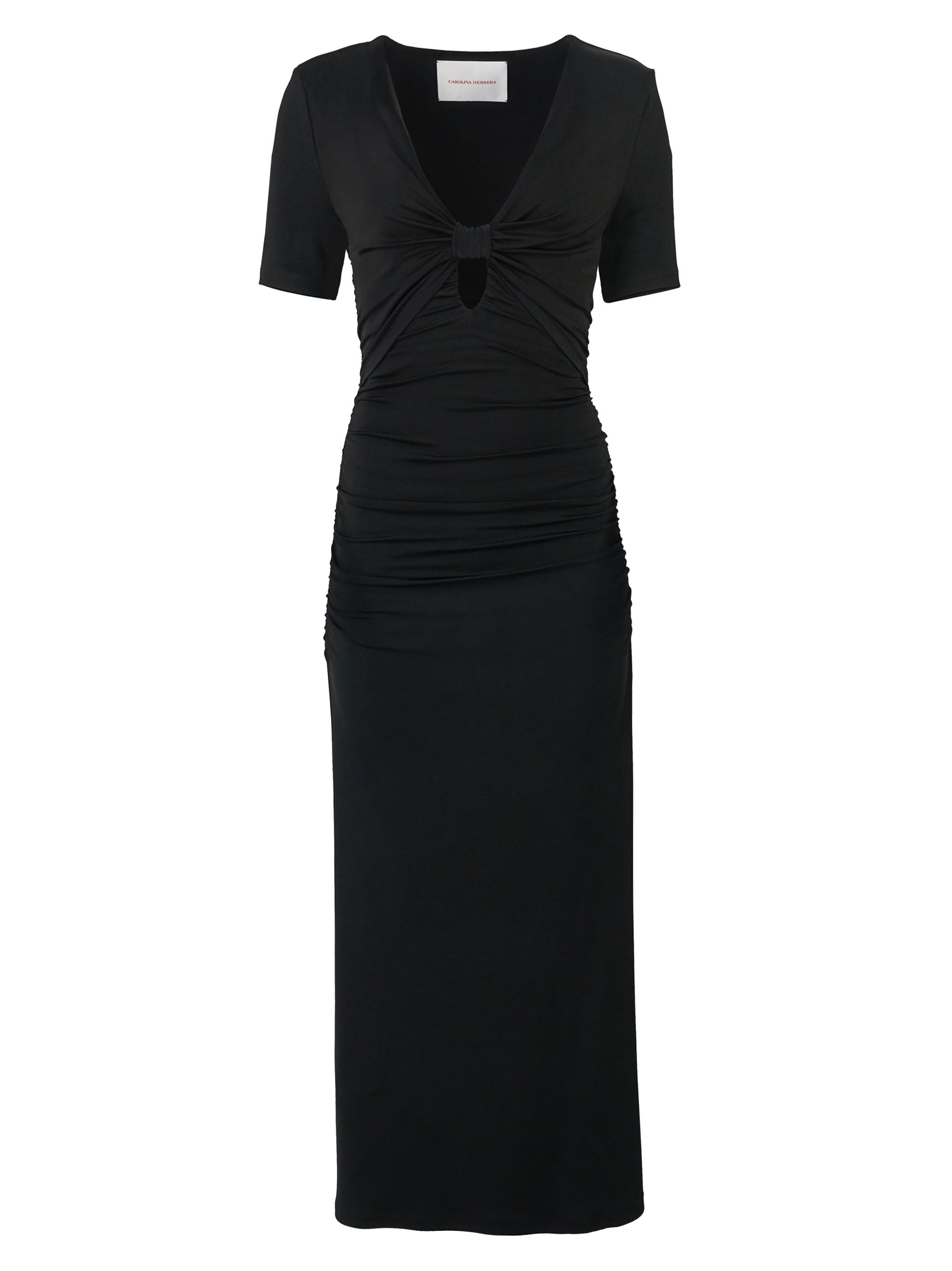 Carolina Herrera Women's Ruched Jersey Cut-Out Body-Con Maxi Dress - Black