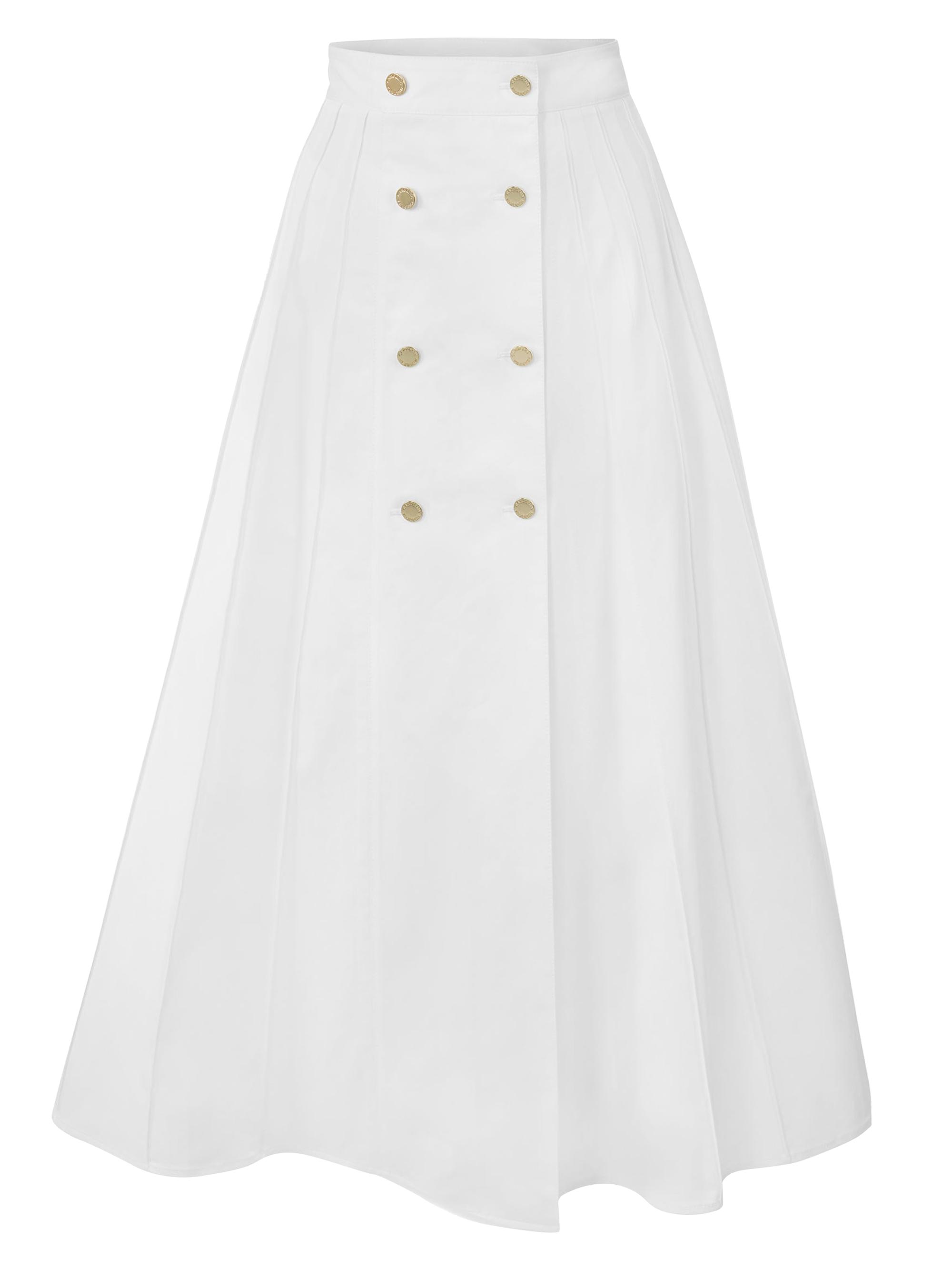 Carolina Herrera Women's Button-Detail Pleated A-Line Midi-Skirt - White