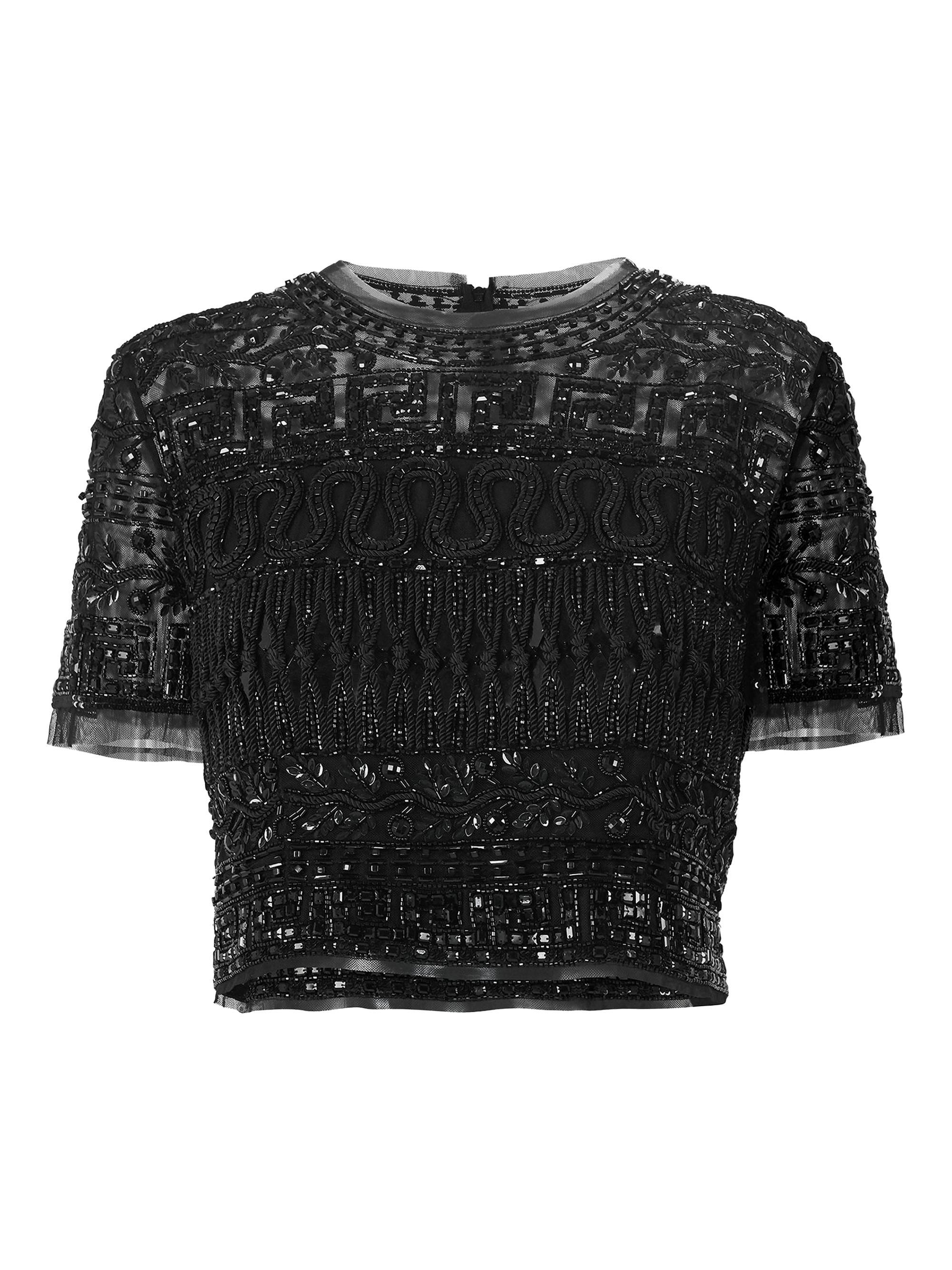 Carolina Herrera Women's Bead & Sequin-Embellished Short-Sleeve Top - Black
