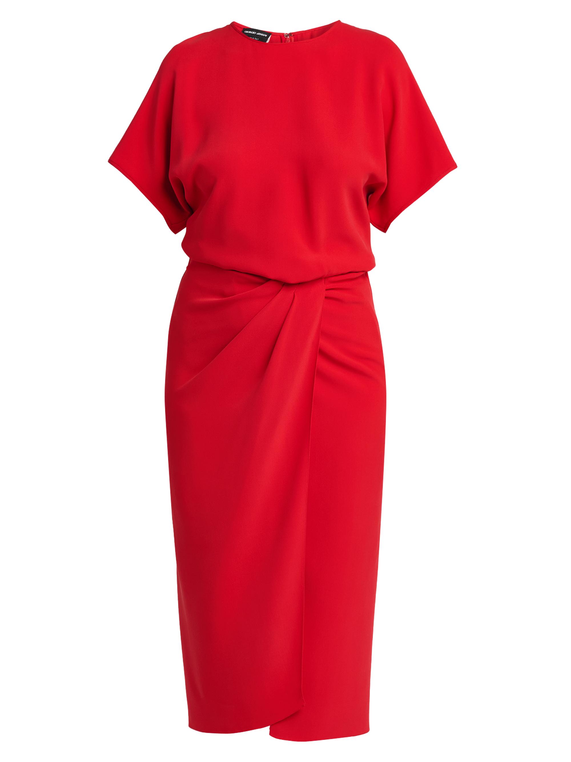 Giorgio Armani Women's Asymmetric Washed Silk Midi-Dress - Geranium