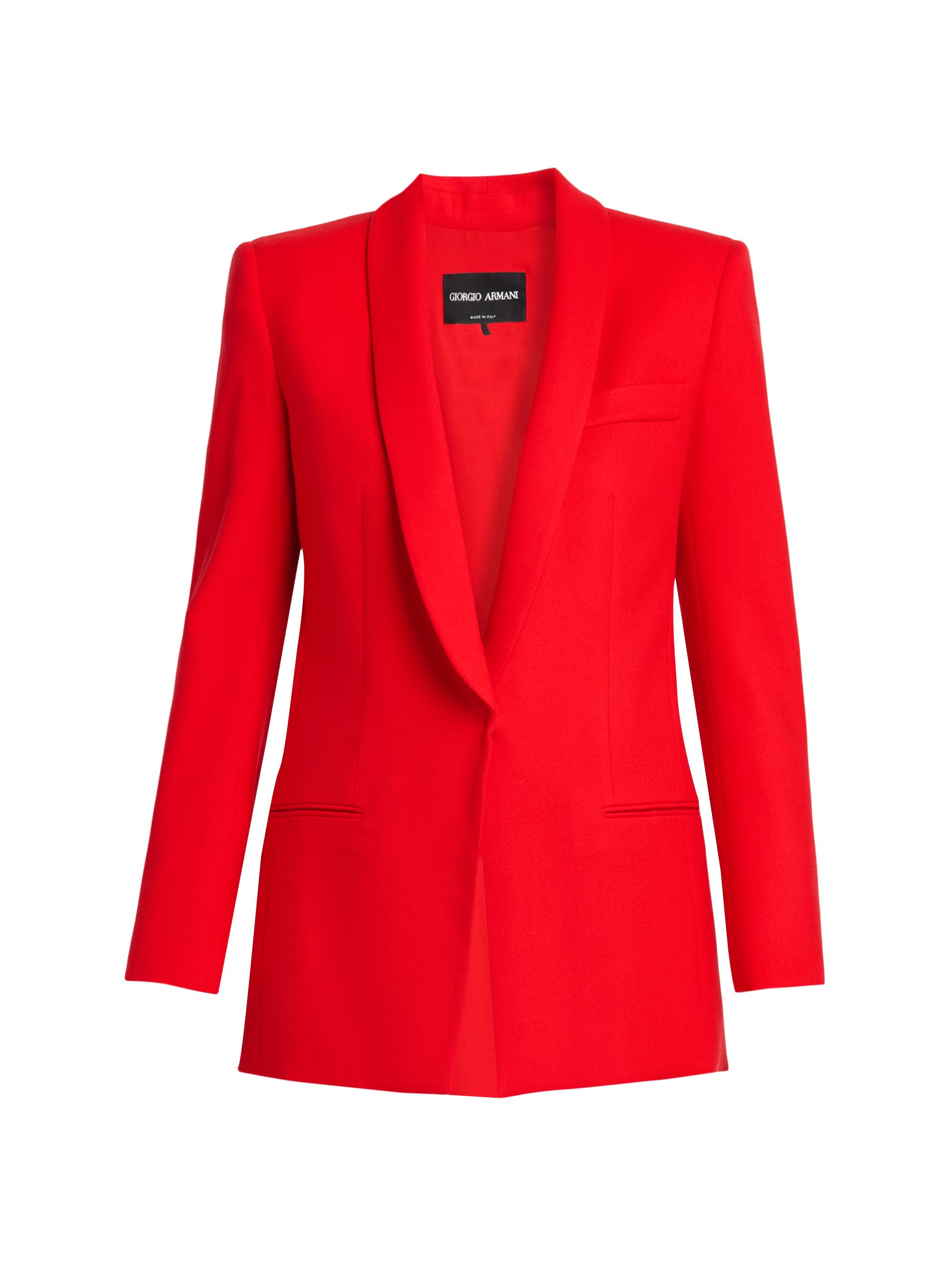 Giorgio Armani Women's Shawl Lapel Virgin Wool Blazer - Geranium