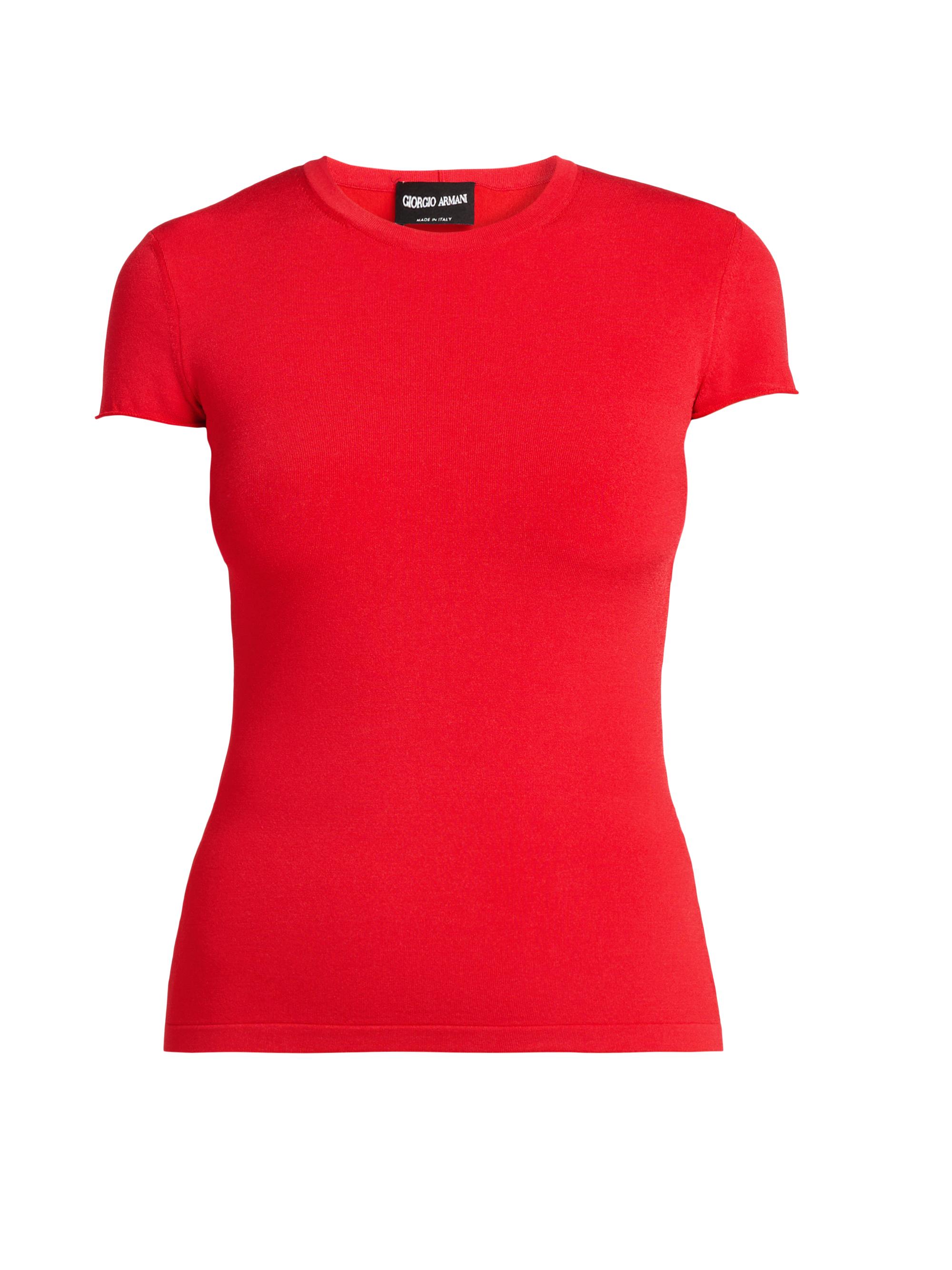 Giorgio Armani Women's Jersey T-Shirt - Fiery Red
