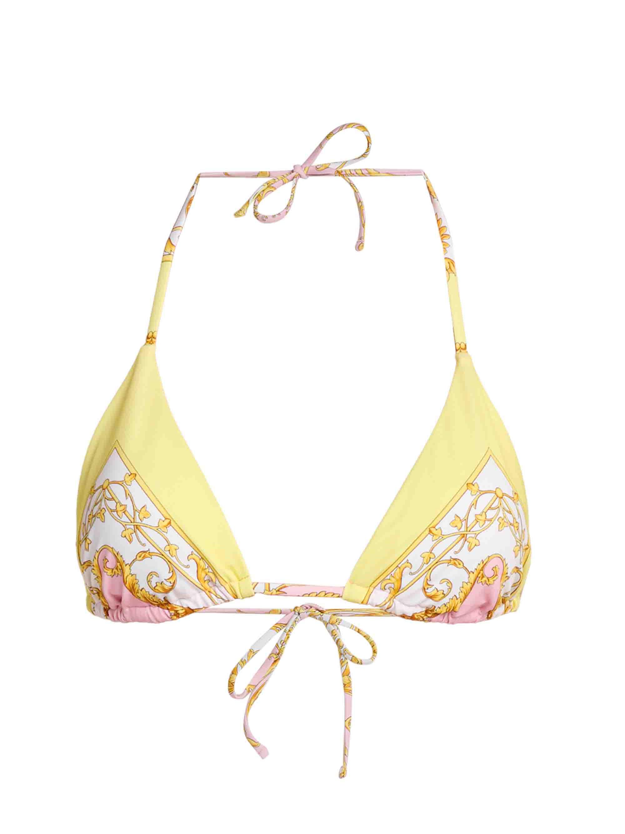Versace Women's Printed Tie Bikini Top - Pale Yellow Rose Quartz