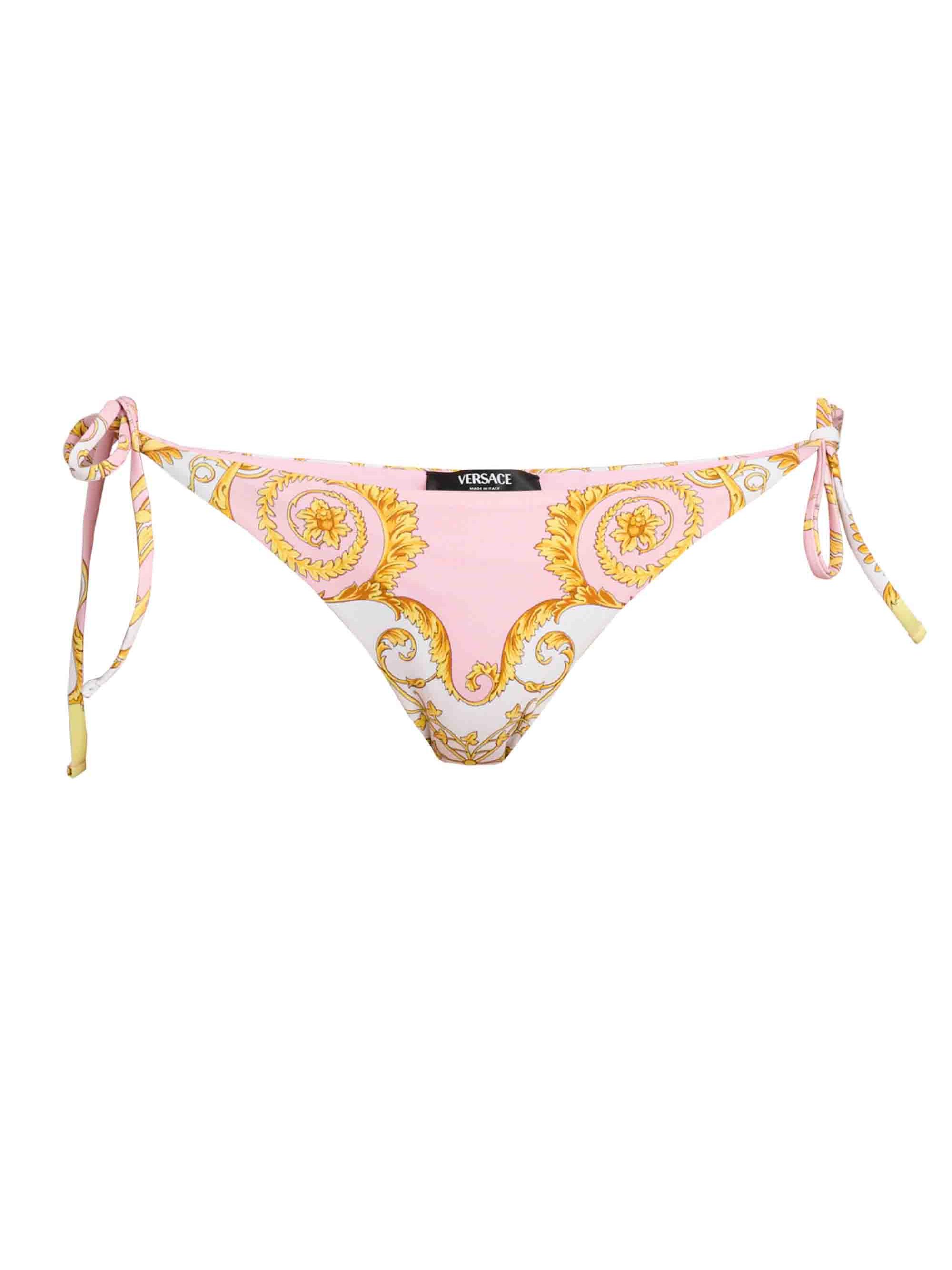 Versace Women's Printed Tie Bikini Bottom - Pale Yellow Rose Quartz