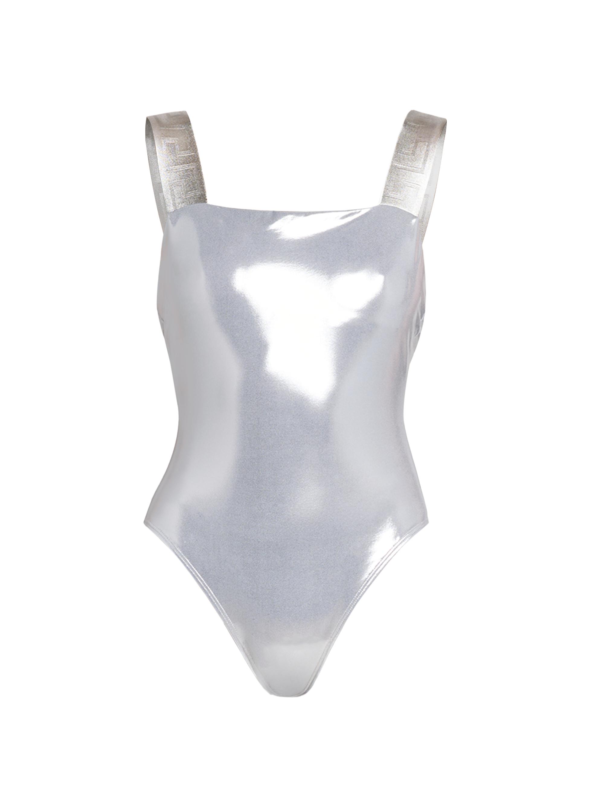 Versace Women's Laminated Metallic One-Piece Swimsuit - Silver