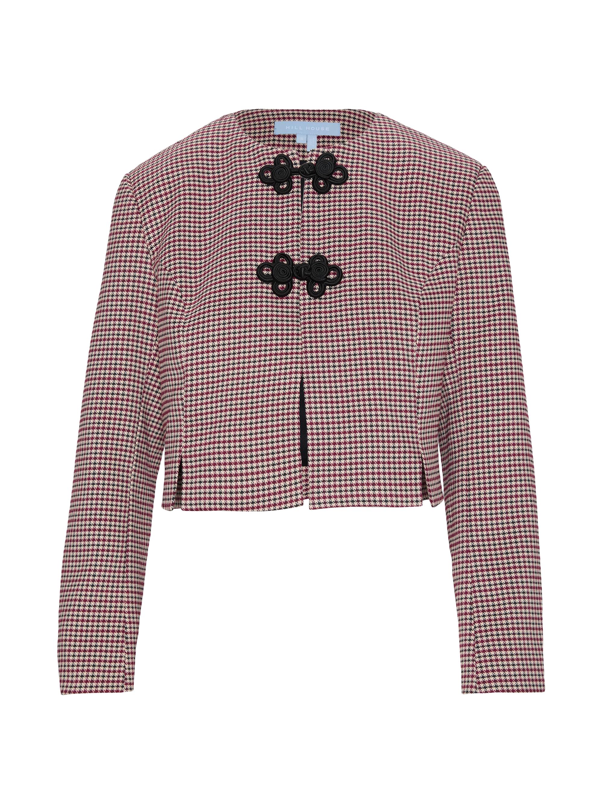 Hill House Home Women's The Aubriella Jacket - Burgundy Holmes Houndstooth