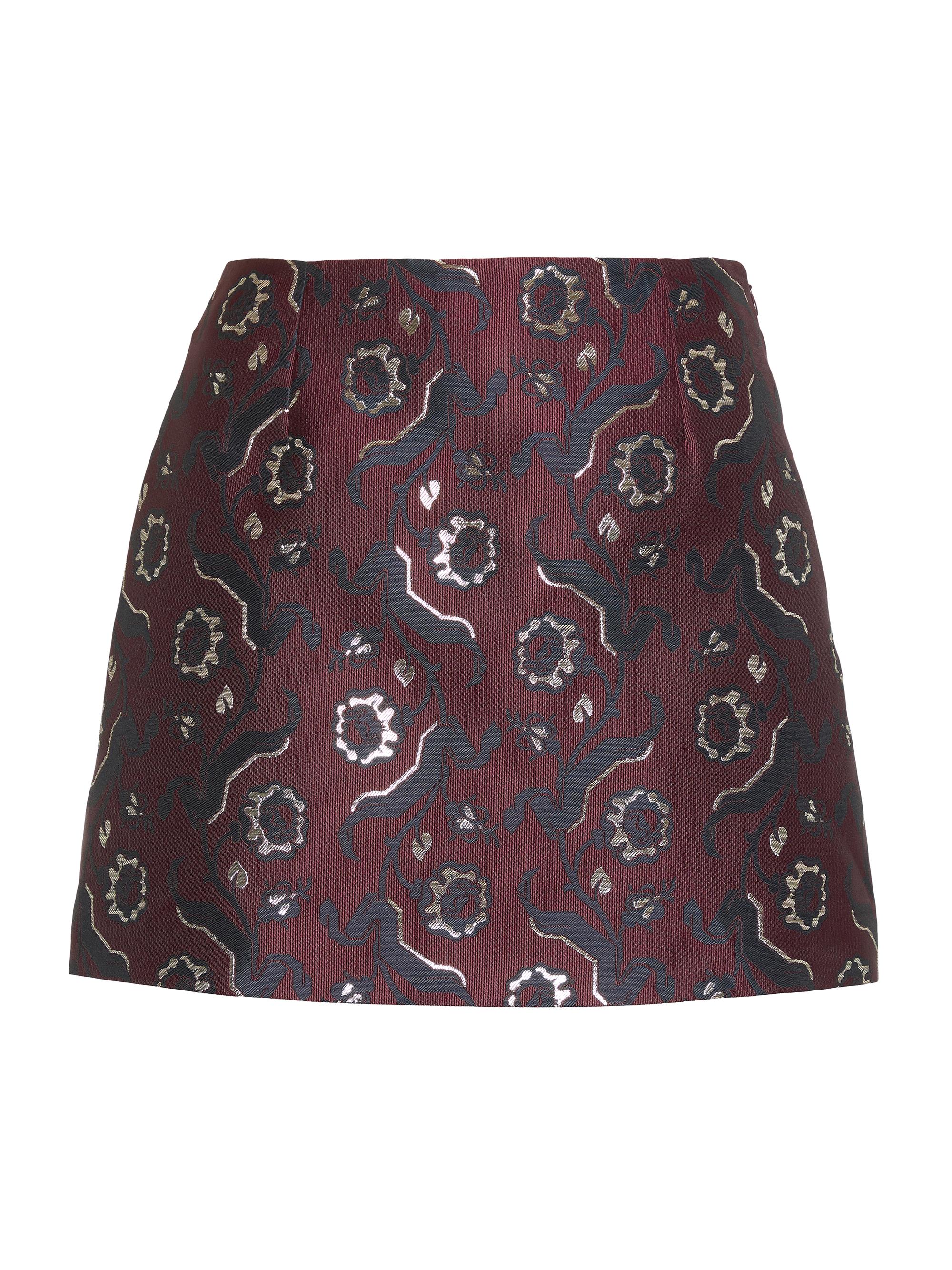 Hill House Home Women's The Hallie Skirt - Burgundy Baroque Jacquard