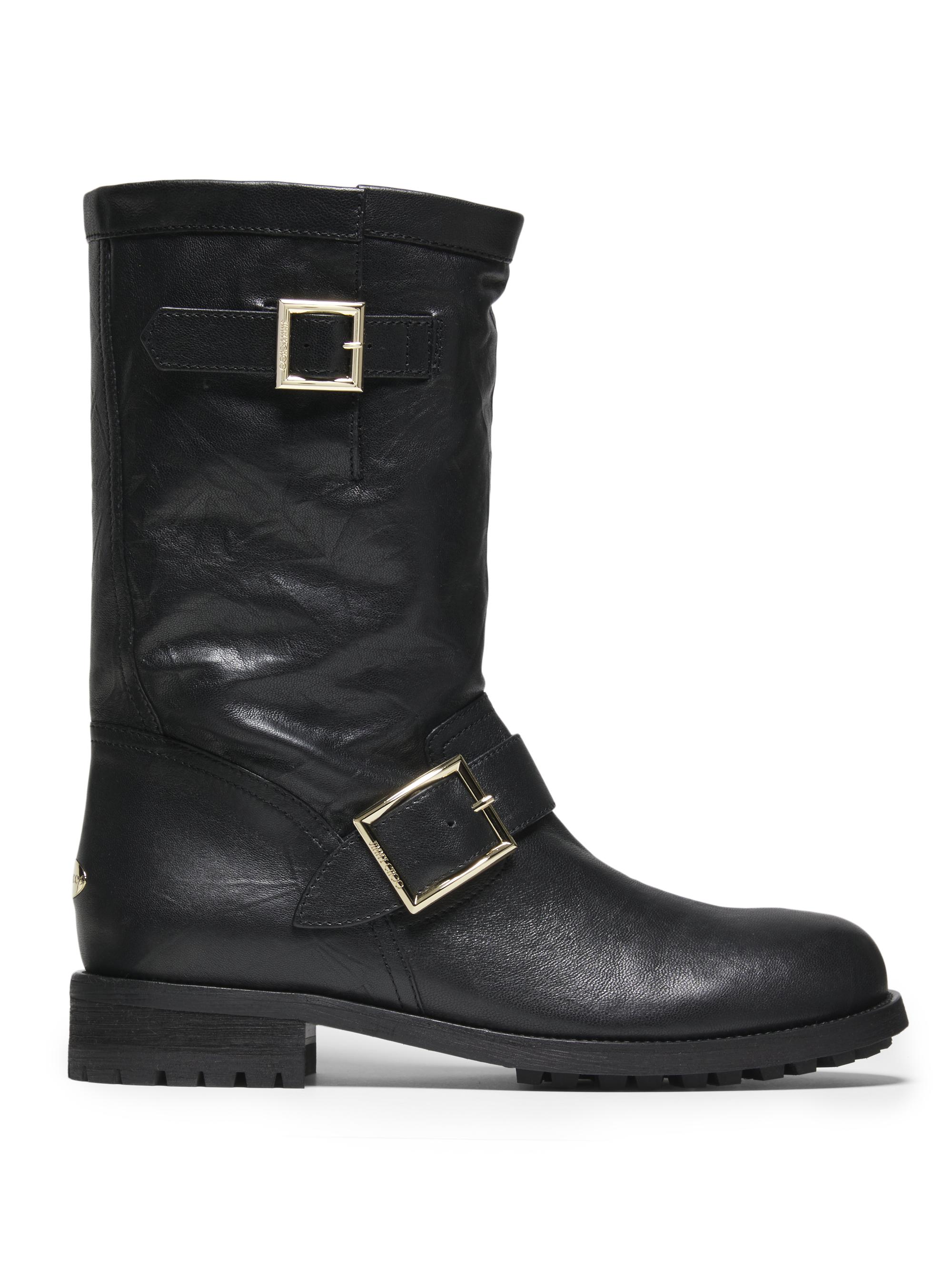 Jimmy Choo Women's Biker Mid Leather Boots - Black
