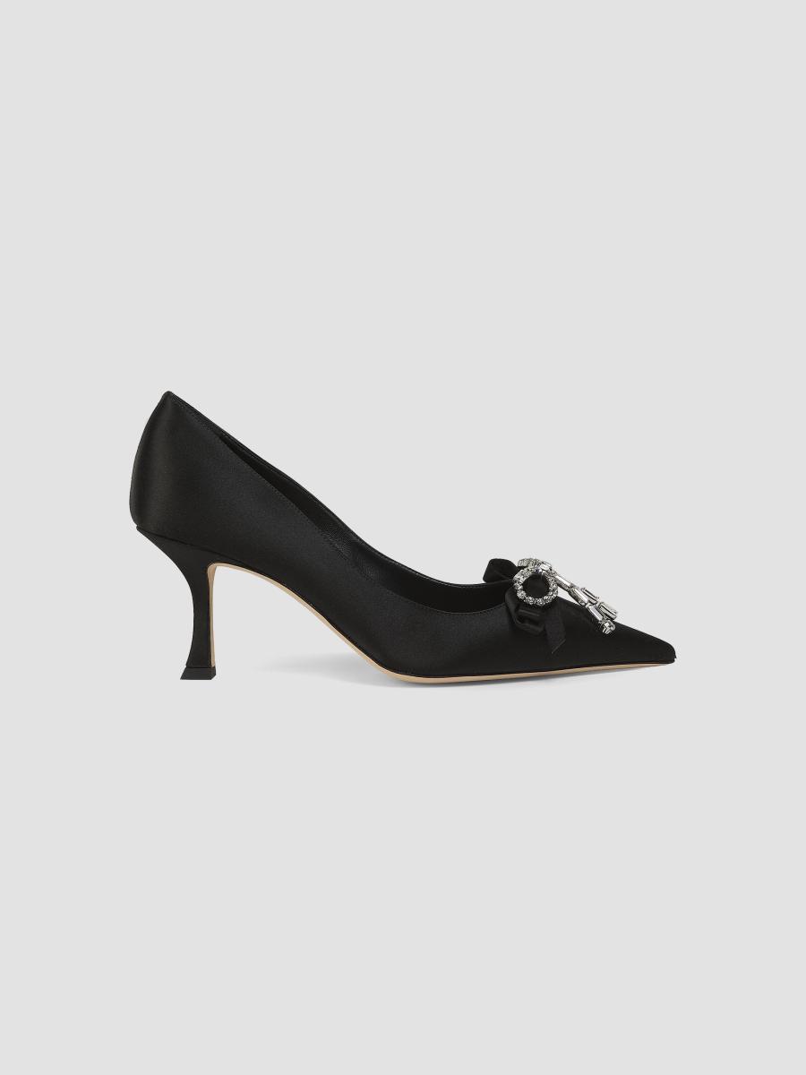 Jimmy Choo Auria 70MM Crystal-Embellished Satin Pumps | Saks Fifth