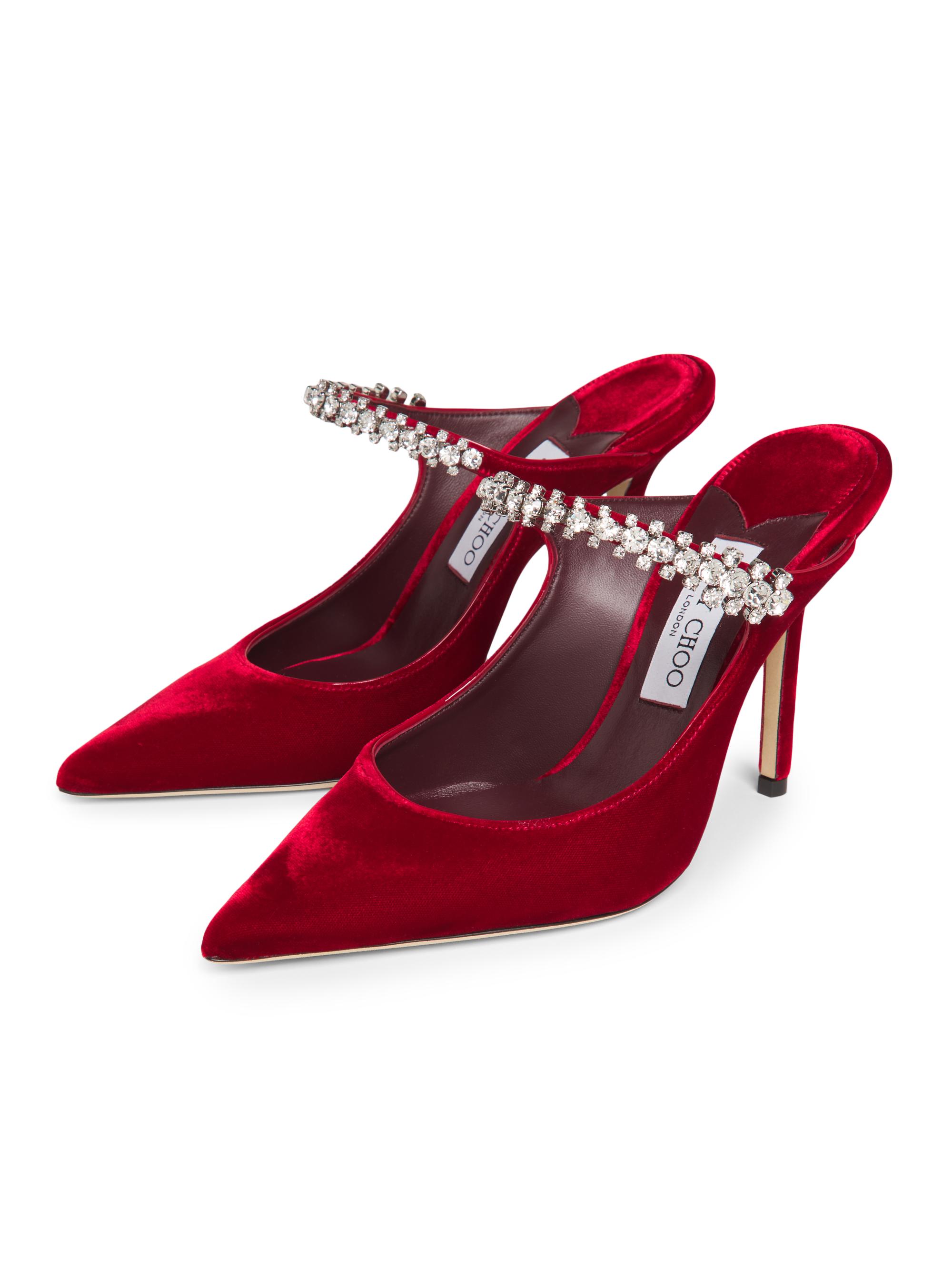 Jimmy Choo Bing 100MM Crystal-Embellished Velvet Mules | Saks