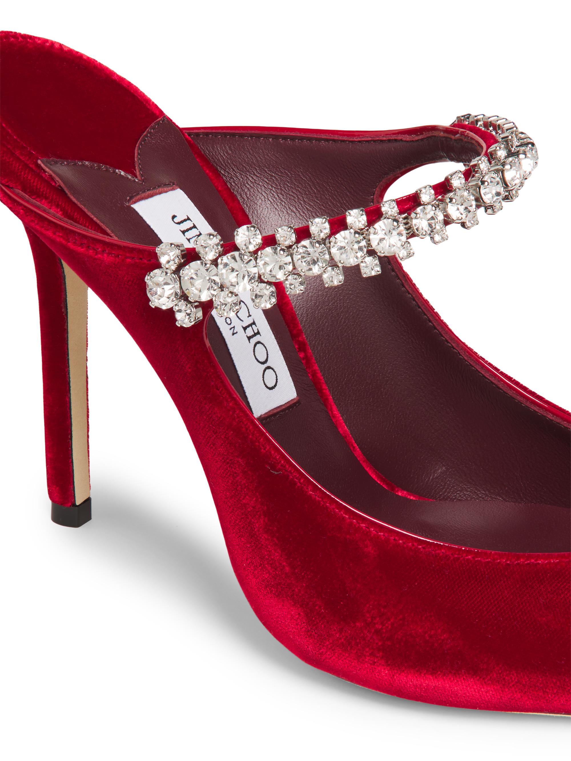 Jimmy Choo Bing 100MM Crystal-Embellished Velvet Mules | Saks