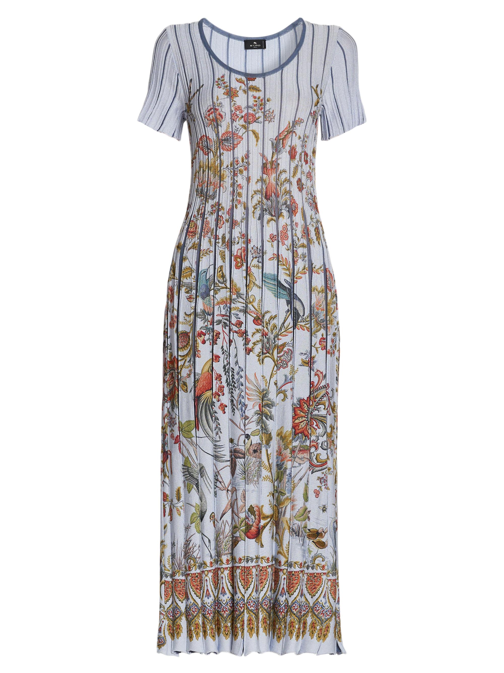Etro Women's Floral Pleated Knit Maxi Dress - Multicolor Azure Base