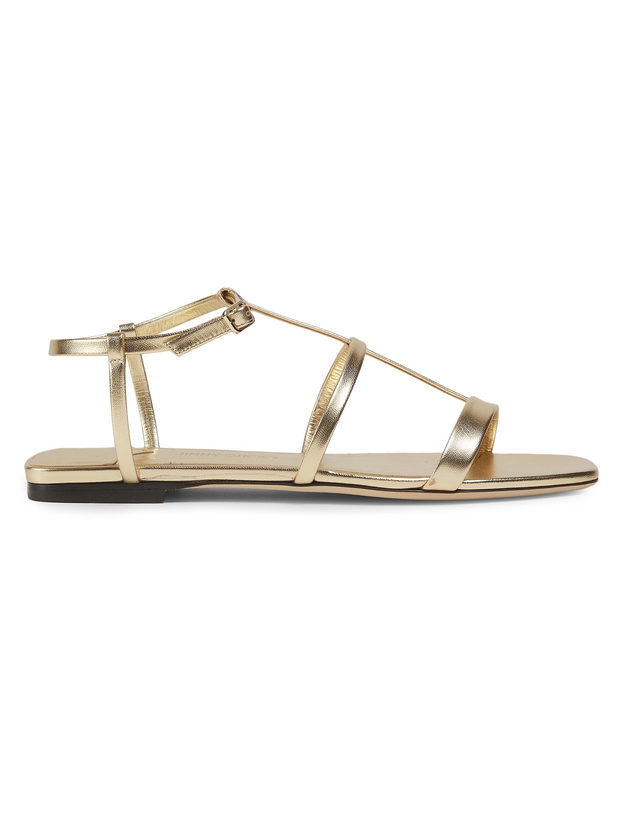 Women's Gwyn Metallic-Leather Flat Sandals - Gold