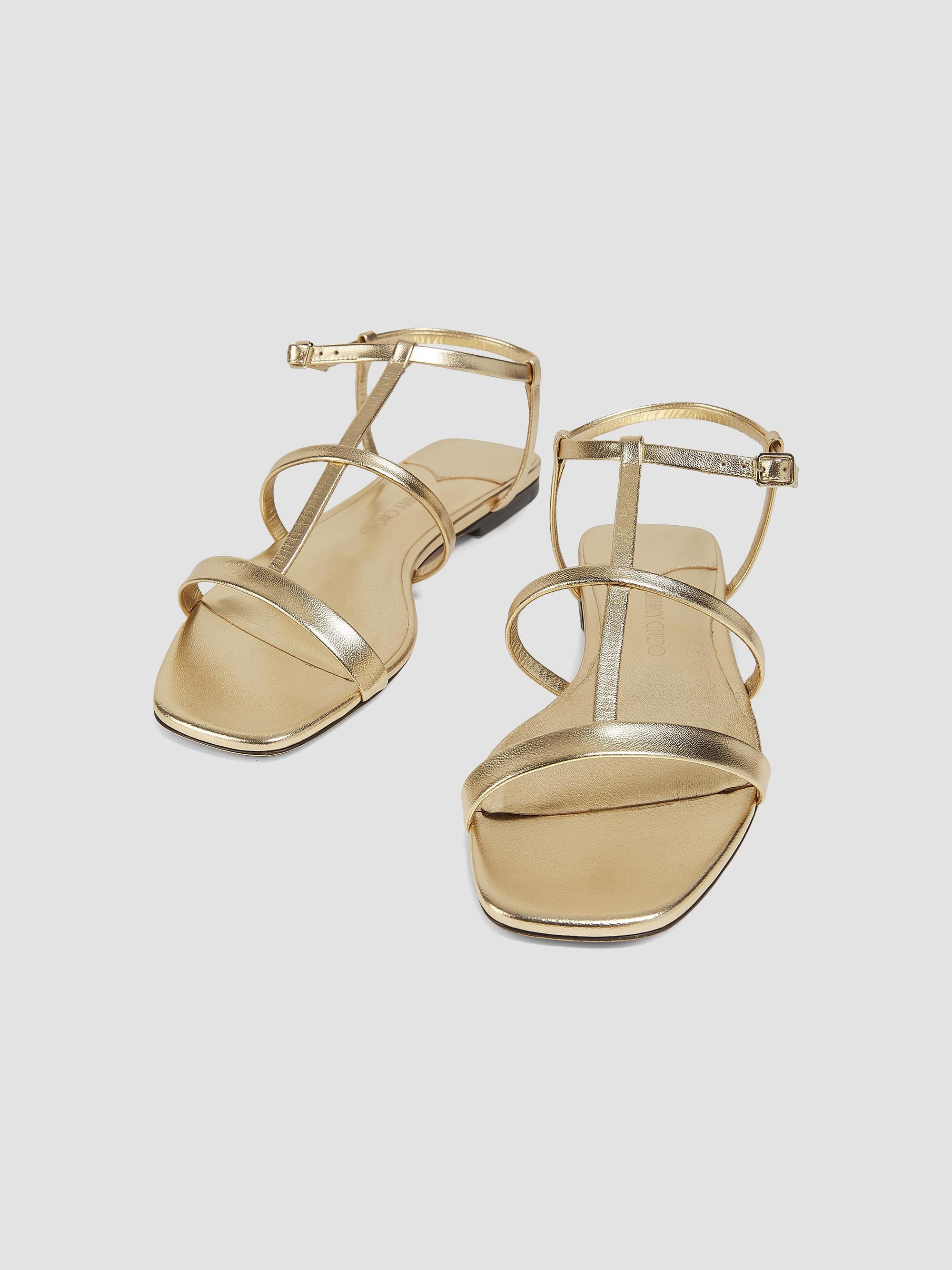 Jimmy Choo Gwyn Metallic-Leather Flat Sandals | Saks Fifth Avenue