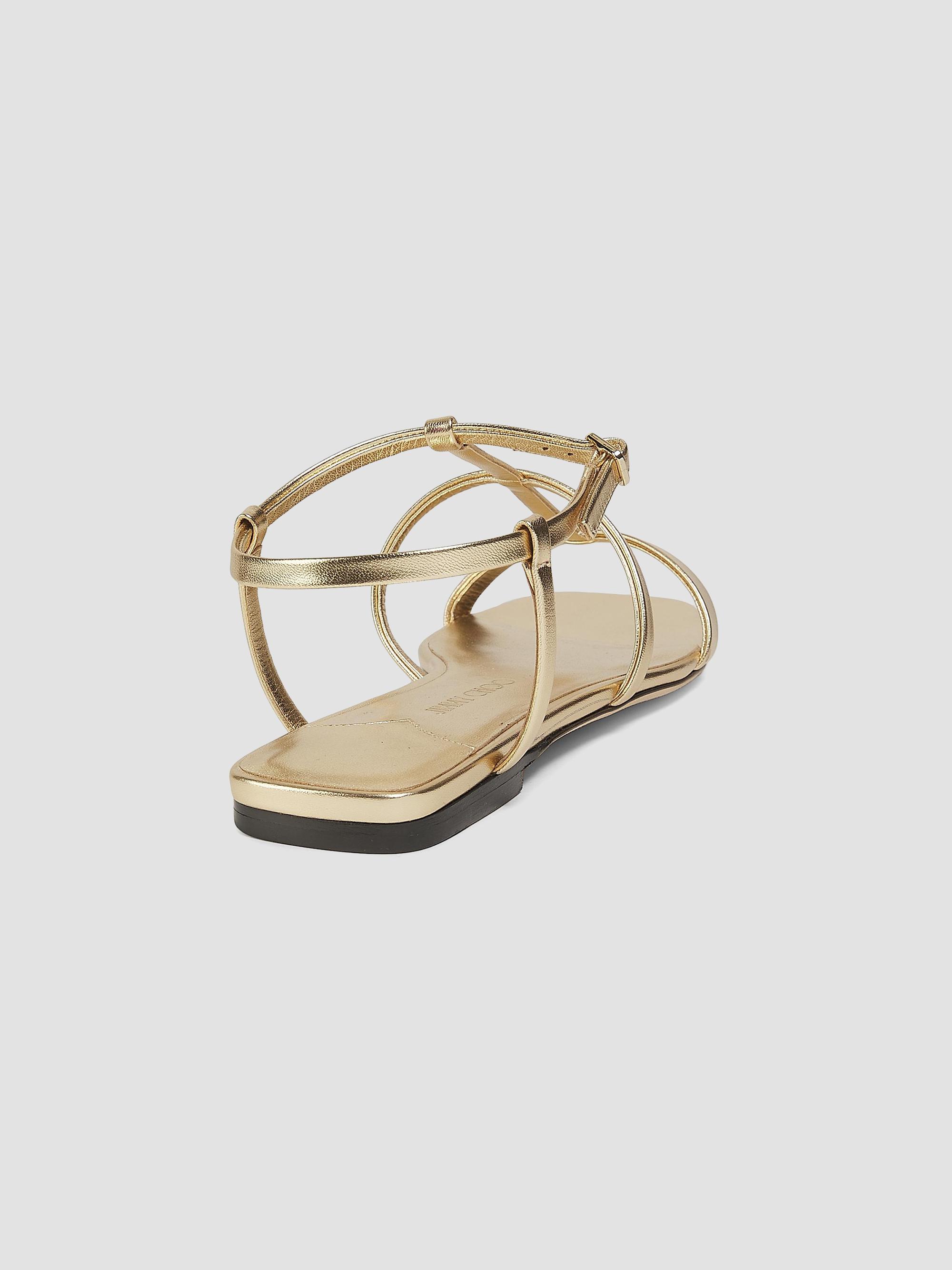 Jimmy Choo Gwyn Metallic-Leather Flat Sandals | Saks Fifth Avenue