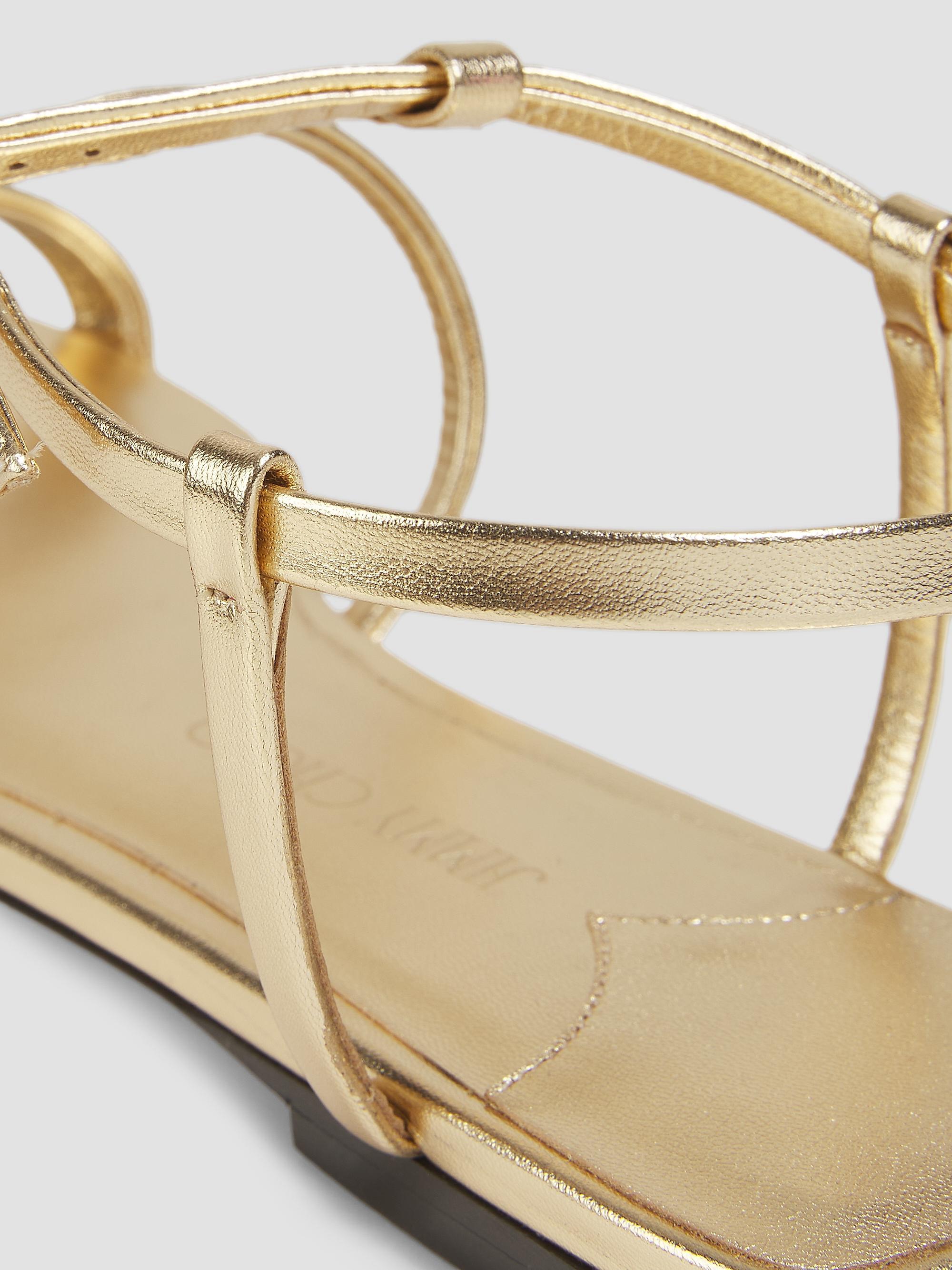 Jimmy Choo Gwyn Metallic-Leather Flat Sandals | Saks Fifth Avenue