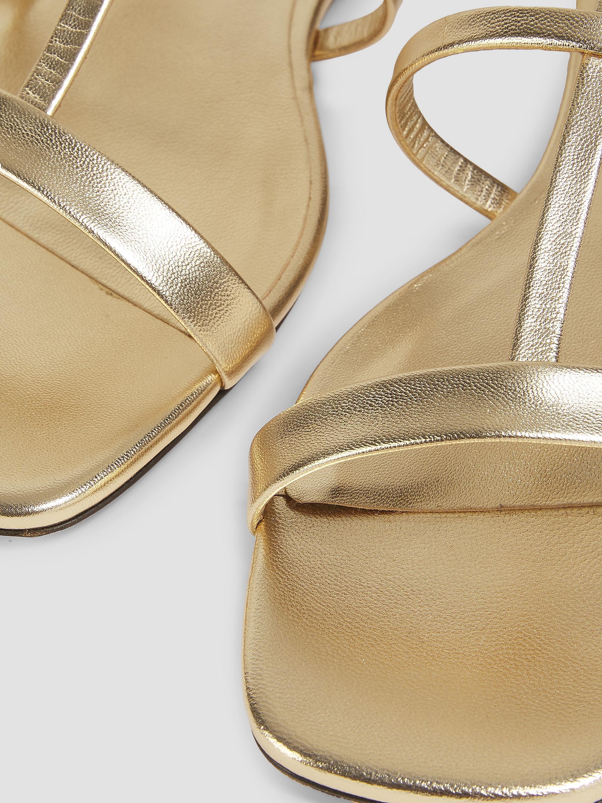 Jimmy Choo Gwyn Metallic-Leather Flat Sandals | Saks Fifth Avenue