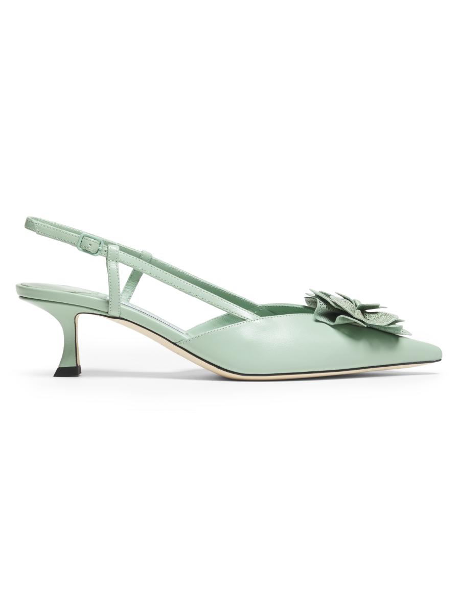 Jimmy Choo Mimmi 50MM Leather Rose Slingback Pumps | Saks Fifth Avenue
