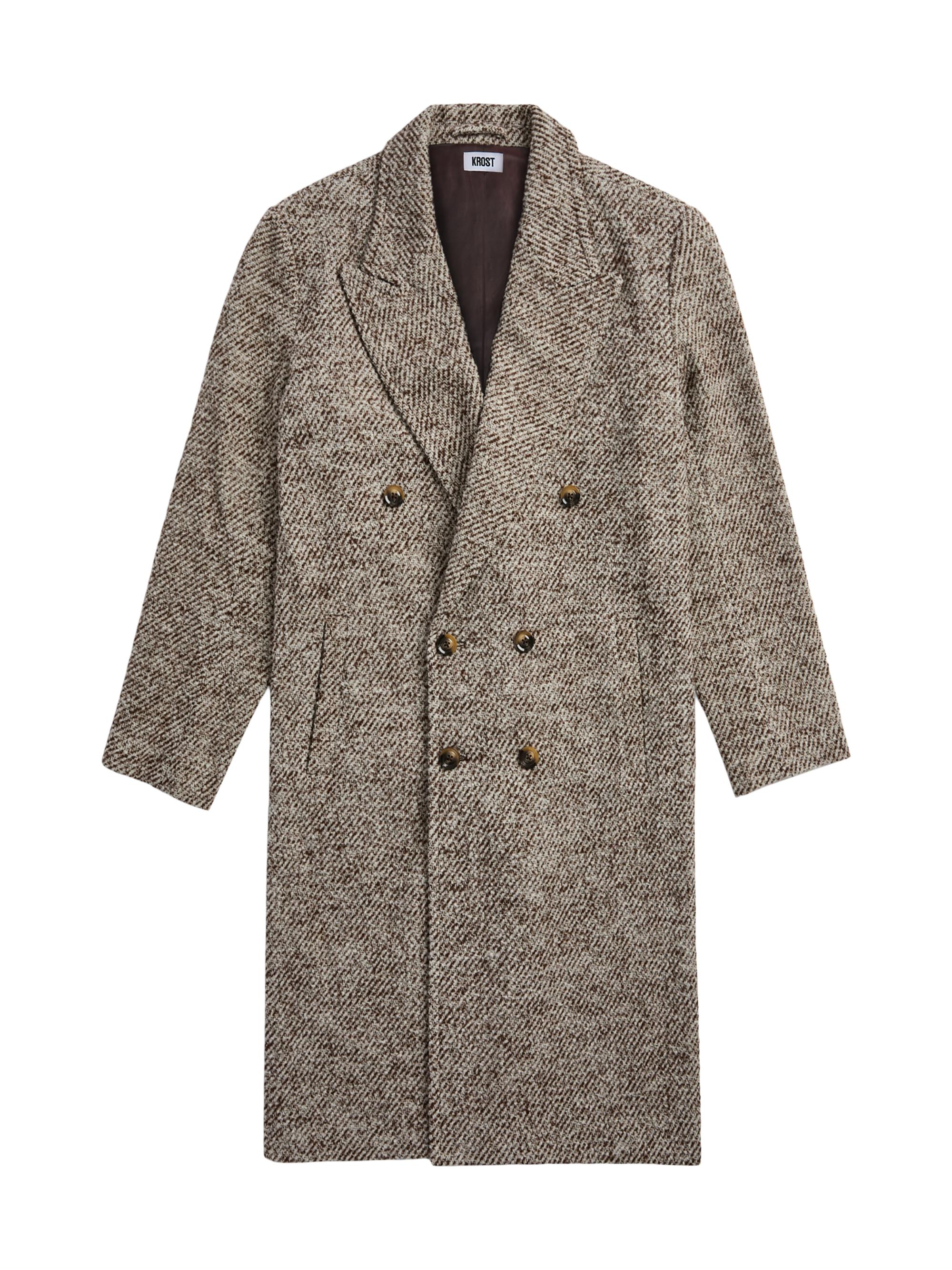 Krost Men's Elliott Wool Overcoat - Sepia Rose