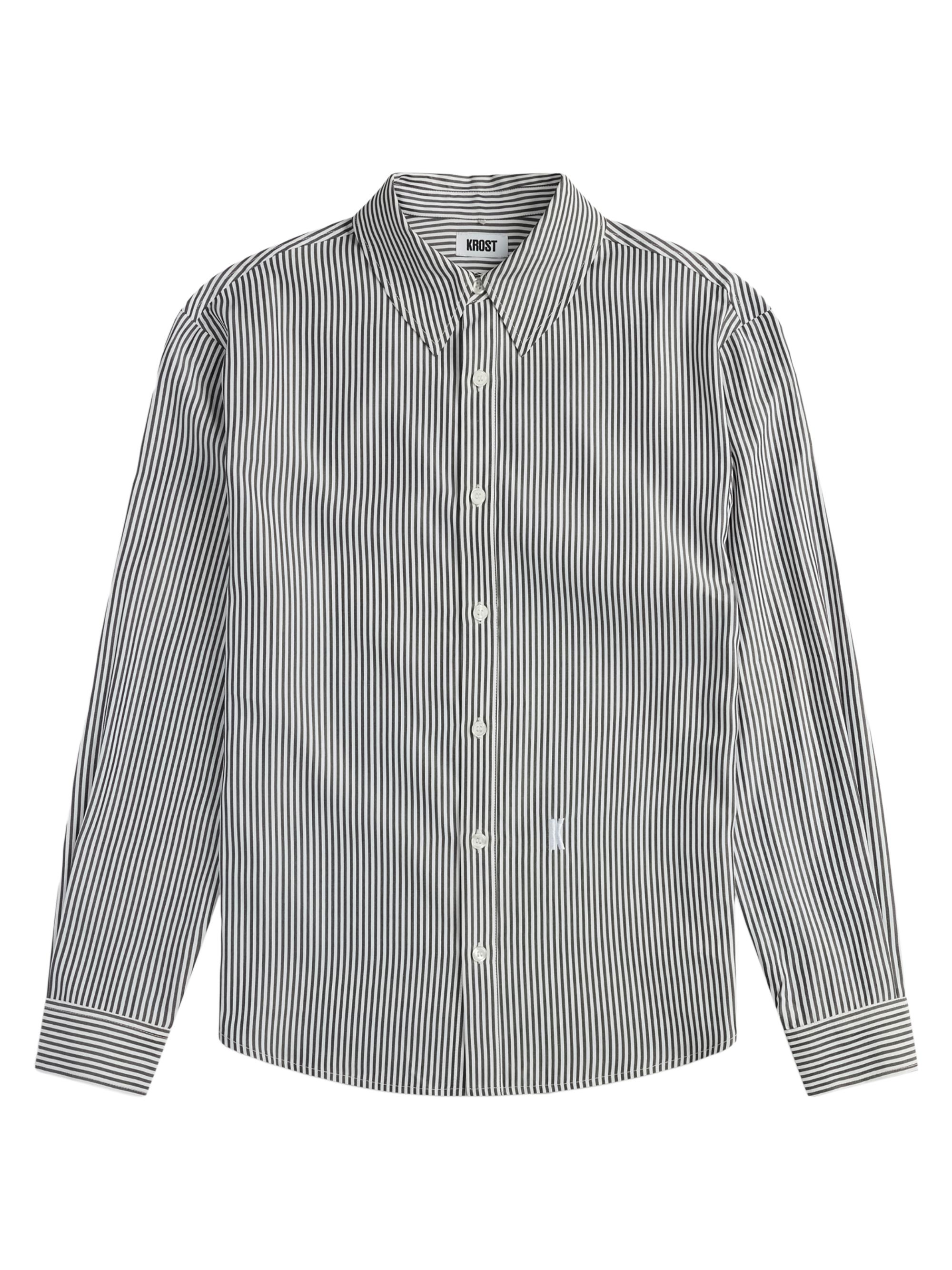 Krost Men's Embriodered Striped Shirt - Black
