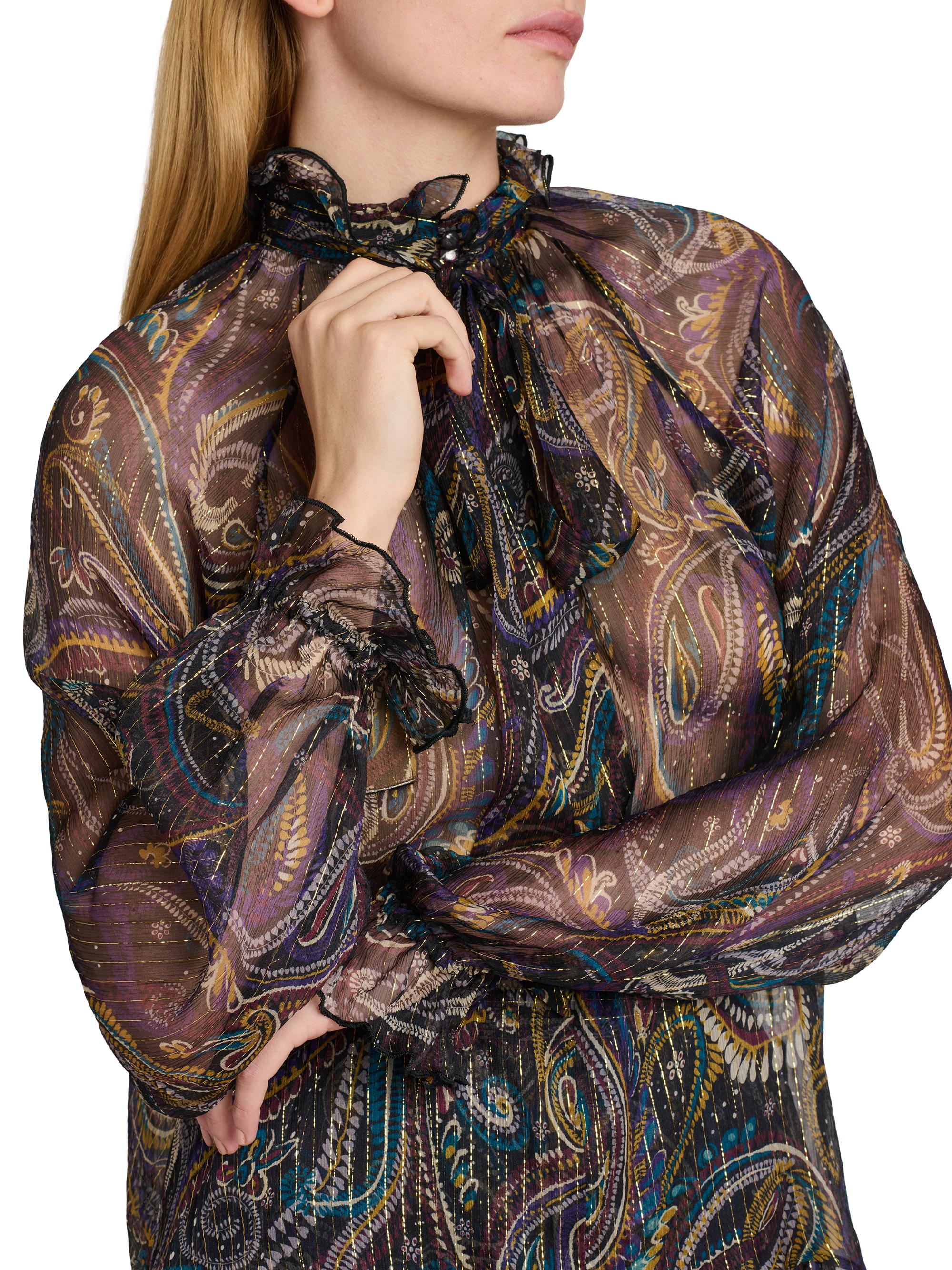 Etro Paisley Metallic Silk Ruffle Blouse | Saks Fifth Avenue
