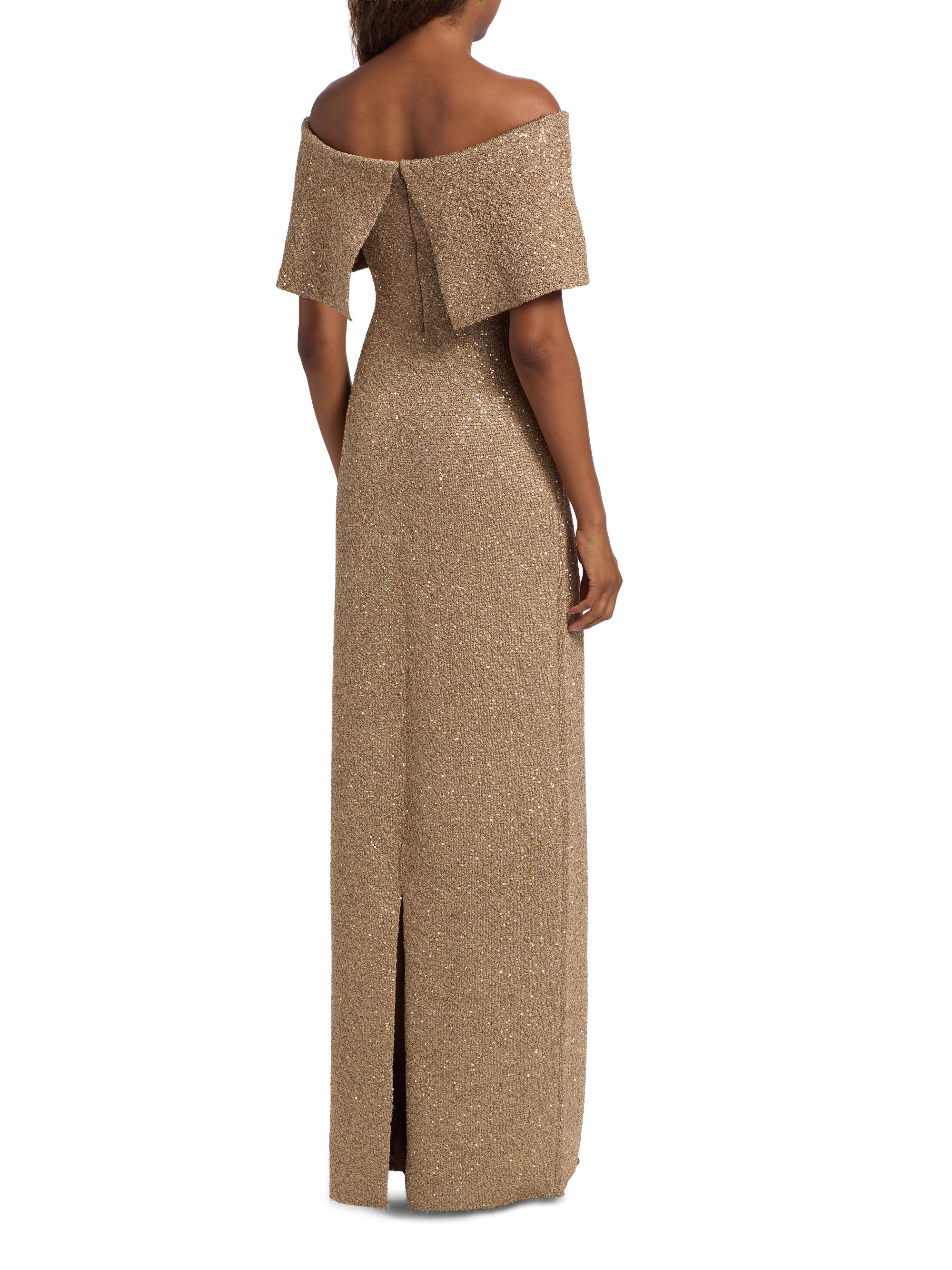 Lela Rose Deedie Sequined Knit Off-Shoulder Gown | Saks Fifth Avenue