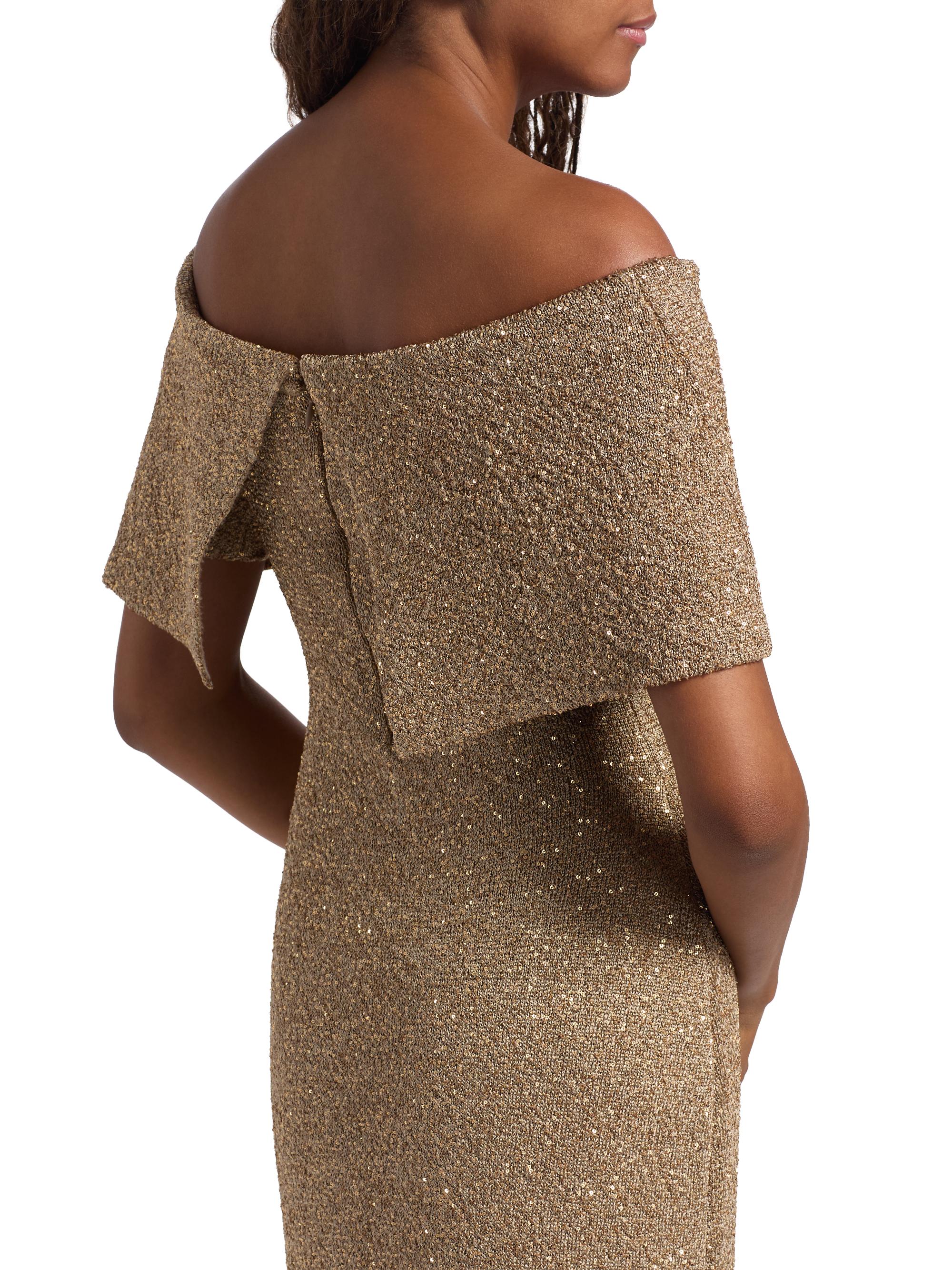 Lela Rose Deedie Sequined Knit Off-Shoulder Gown | Saks Fifth Avenue