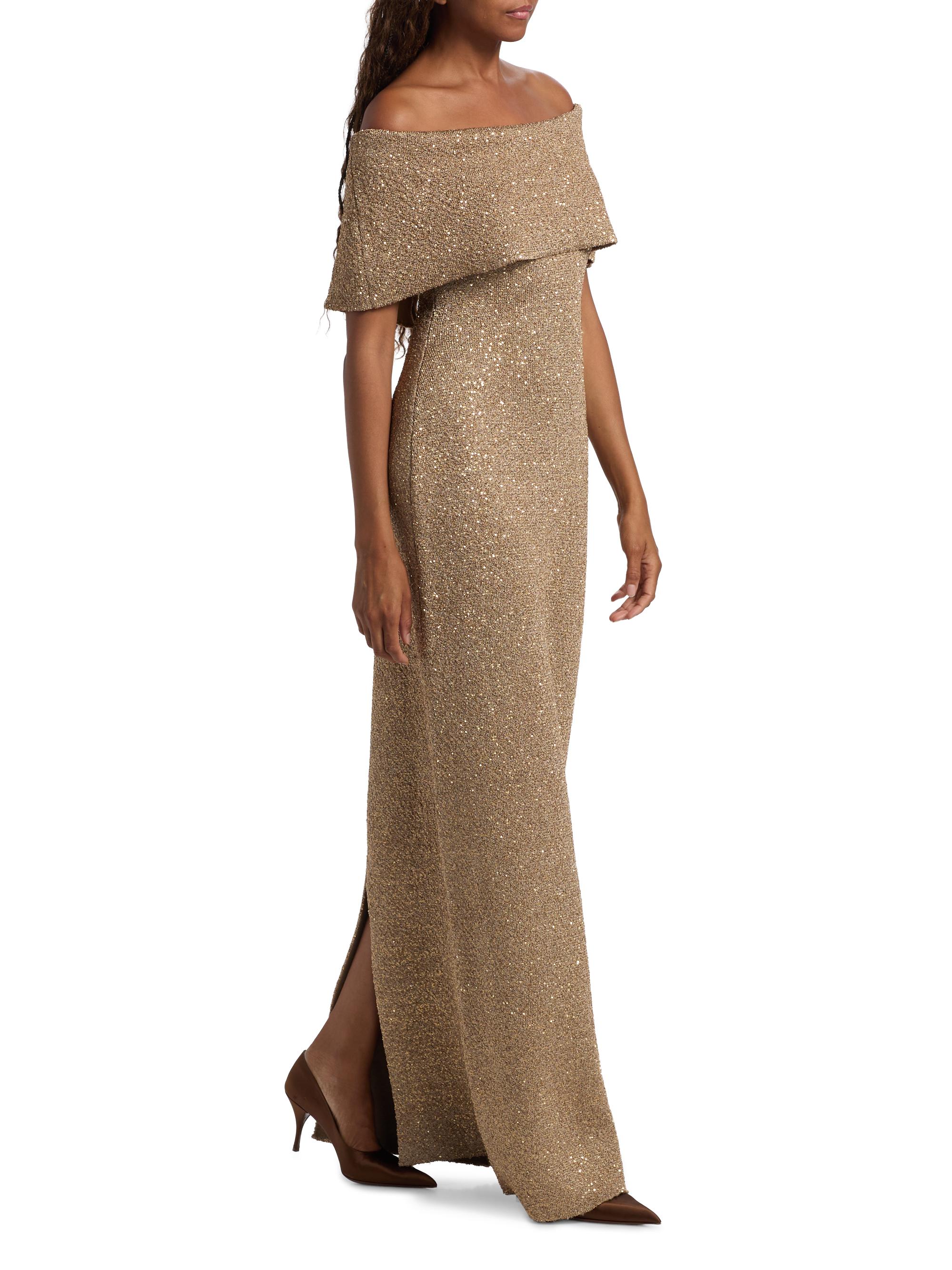 rose gold one shoulder metallic knitted dress Mac Duggal - Blue One Shoulder Cape Sleeve Embellished Gown main image 0