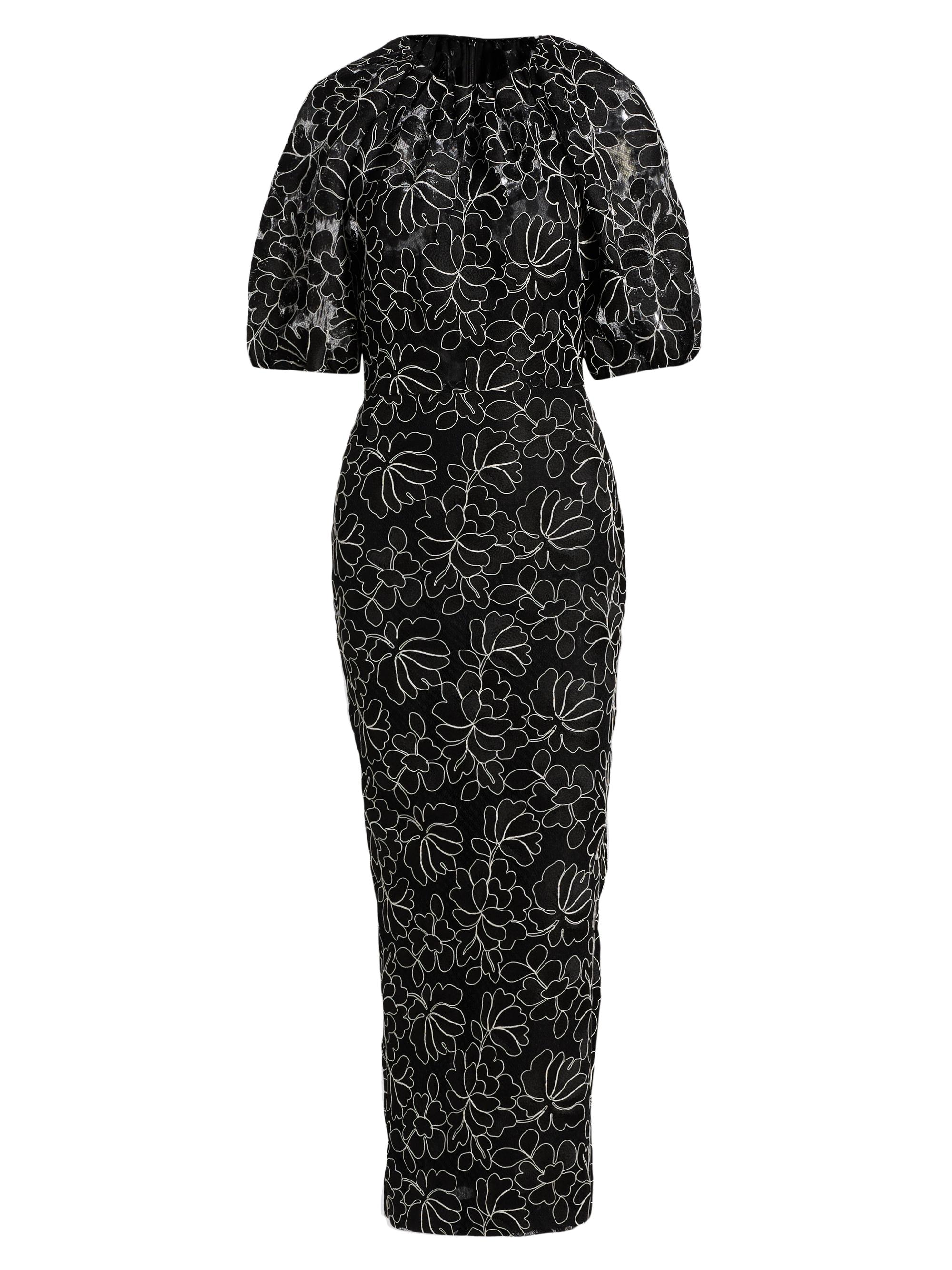 Lela Rose Women's Naomi Floral Lace Maxi Balloon-Sleeve Maxi Dress - Black