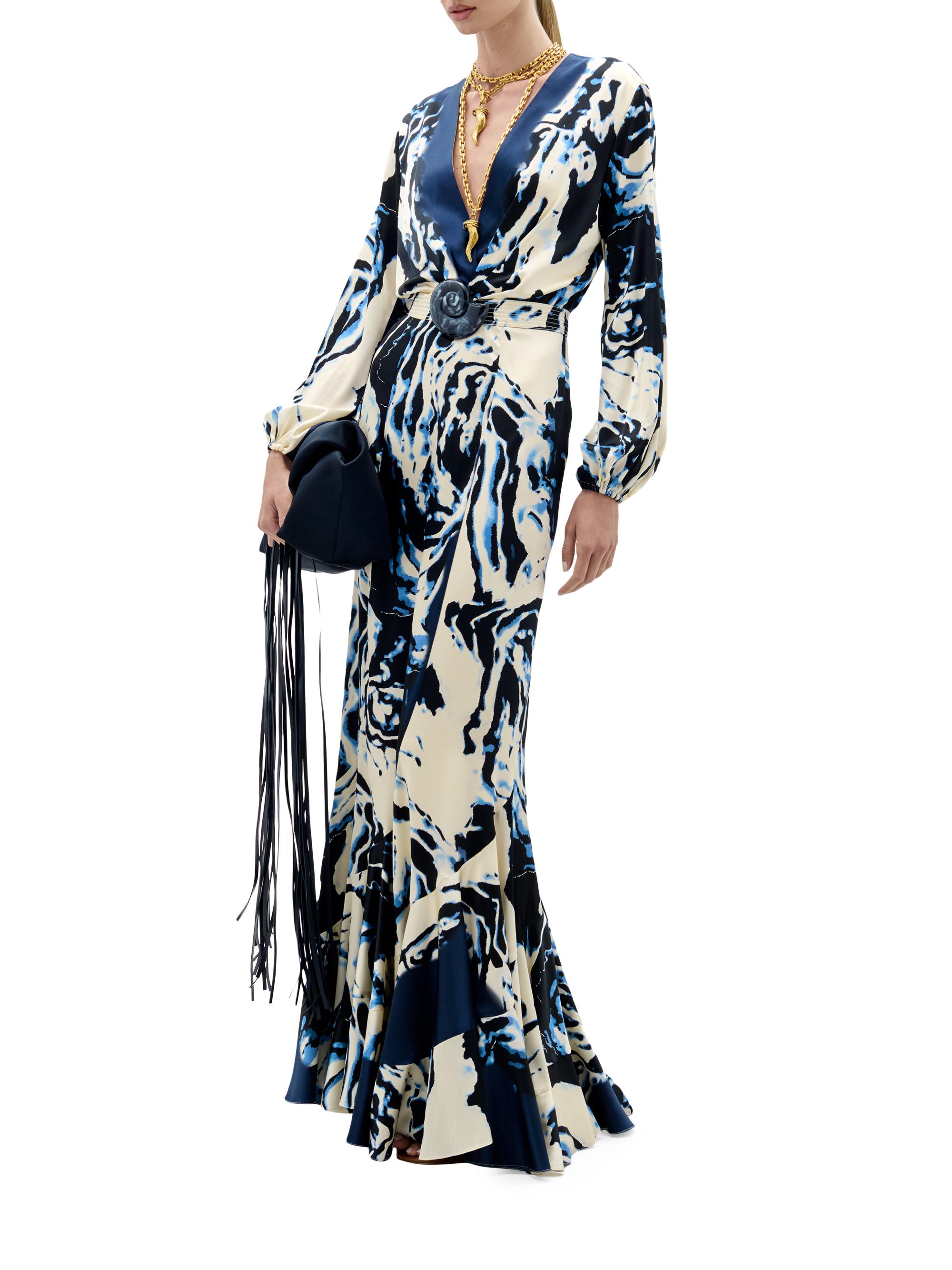 Silvia Tcherassi Remy Plunging Stretch-Silk Maxi Dress | Saks Fifth Avenue