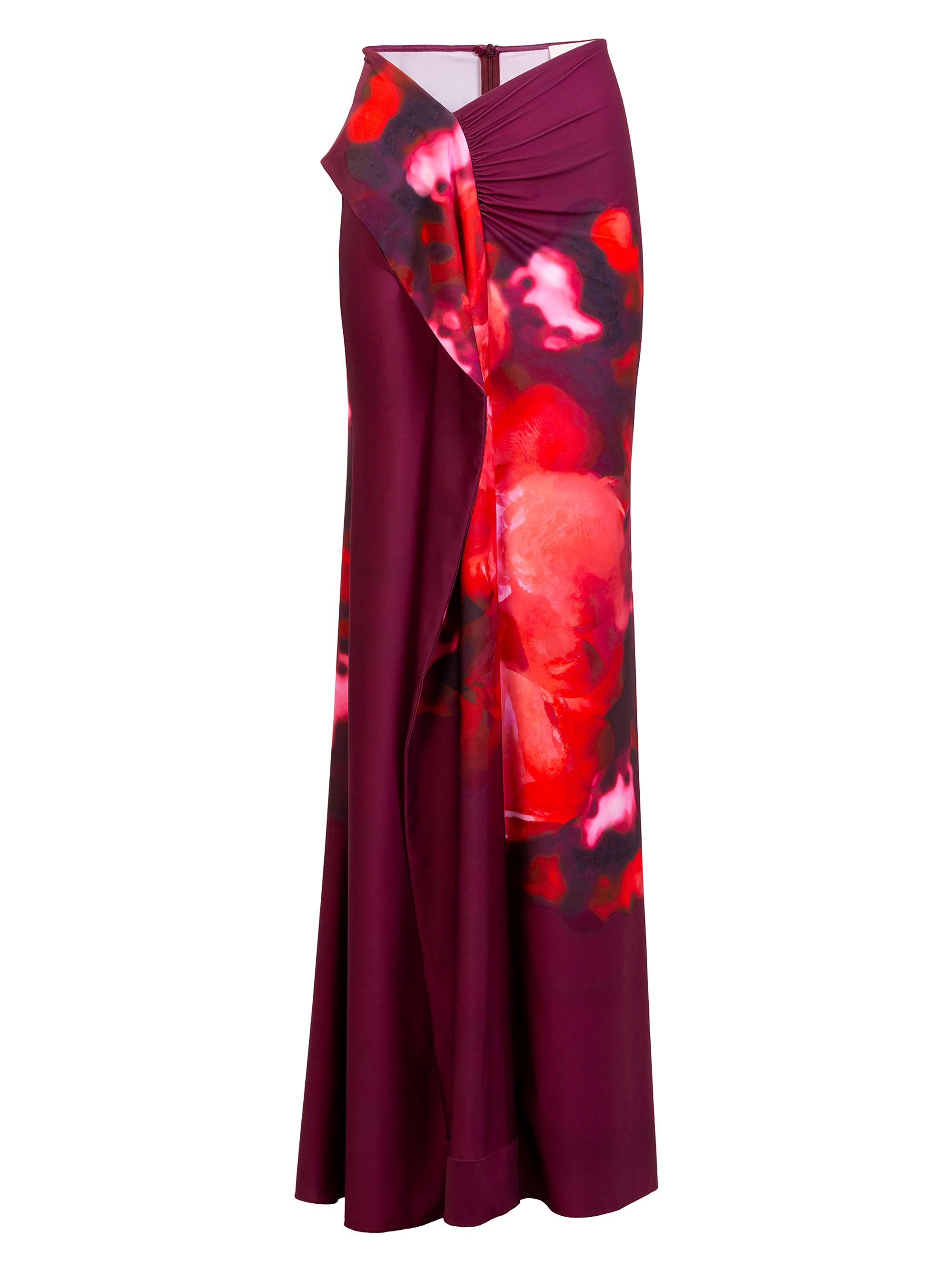 Silvia Tcherassi Women's Meissa Abstract Print Maxi Skirt - Burgundy Flower