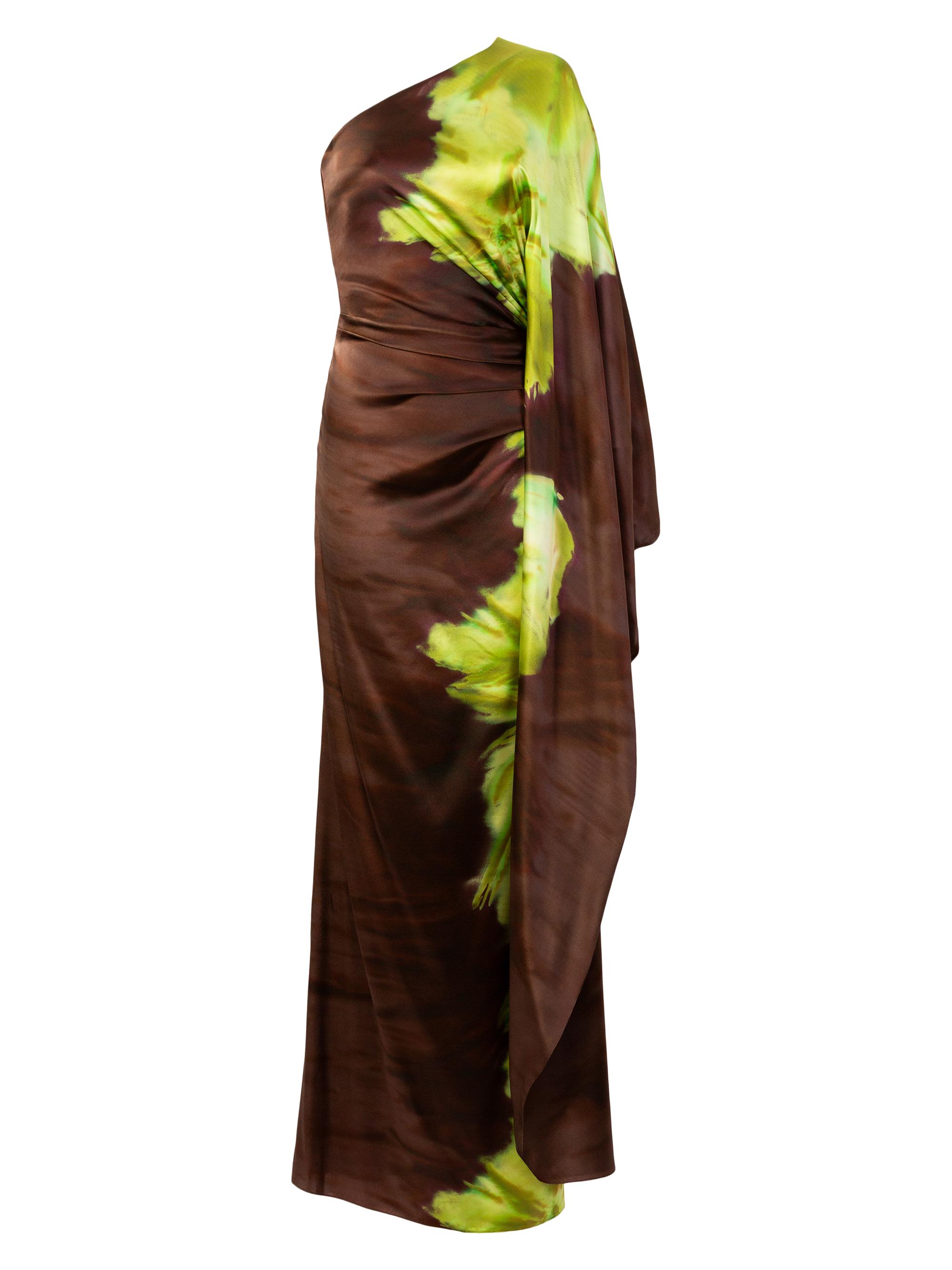 silvia tcherassi brown dress Afrodita Tie-Dye Stretch-Silk Maxi SCHL004297_DBL_L eye closure at back Color:Jade/Multi Zulu Traditional Wedding Dresses