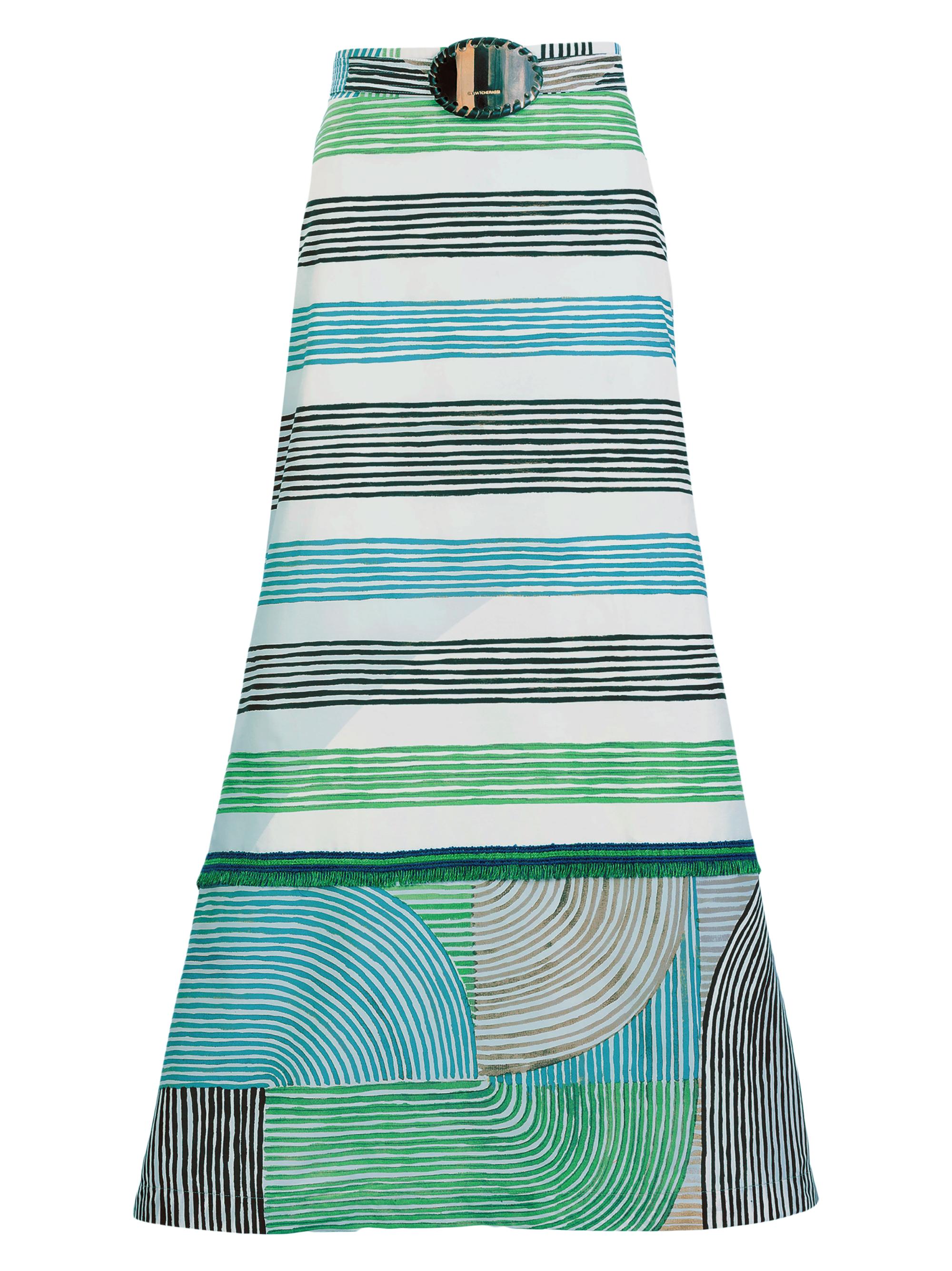 Silvia Tcherassi Women's Lyla Cotton A-Line Midi-Skirt - Abstract Green Print