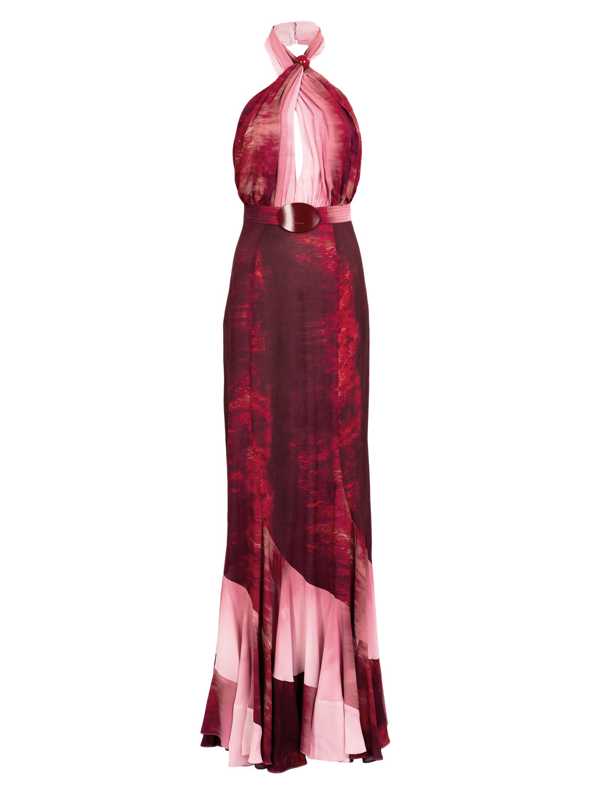 Silvia Tcherassi Women's Raisa Abstract Halterneck Belted Maxi Dress - Degraded Red