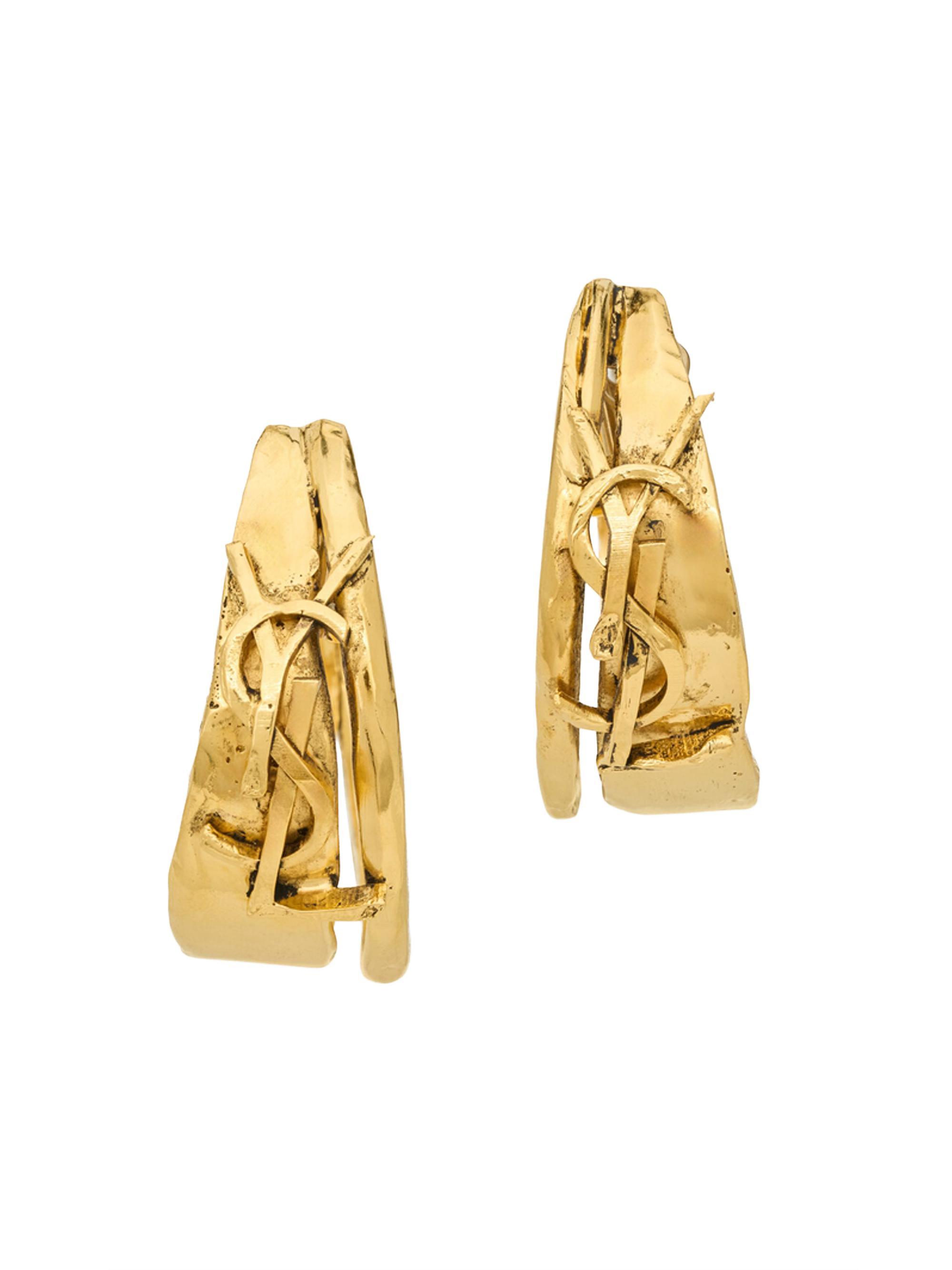 Saint Laurent Women's  Cassandre Earrings in Metal - Patinated Gold