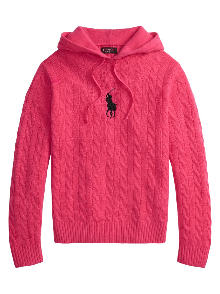 Polo Ralph Lauren Pink Pony Cable-Knit Hoodie | Saks Fifth Avenue