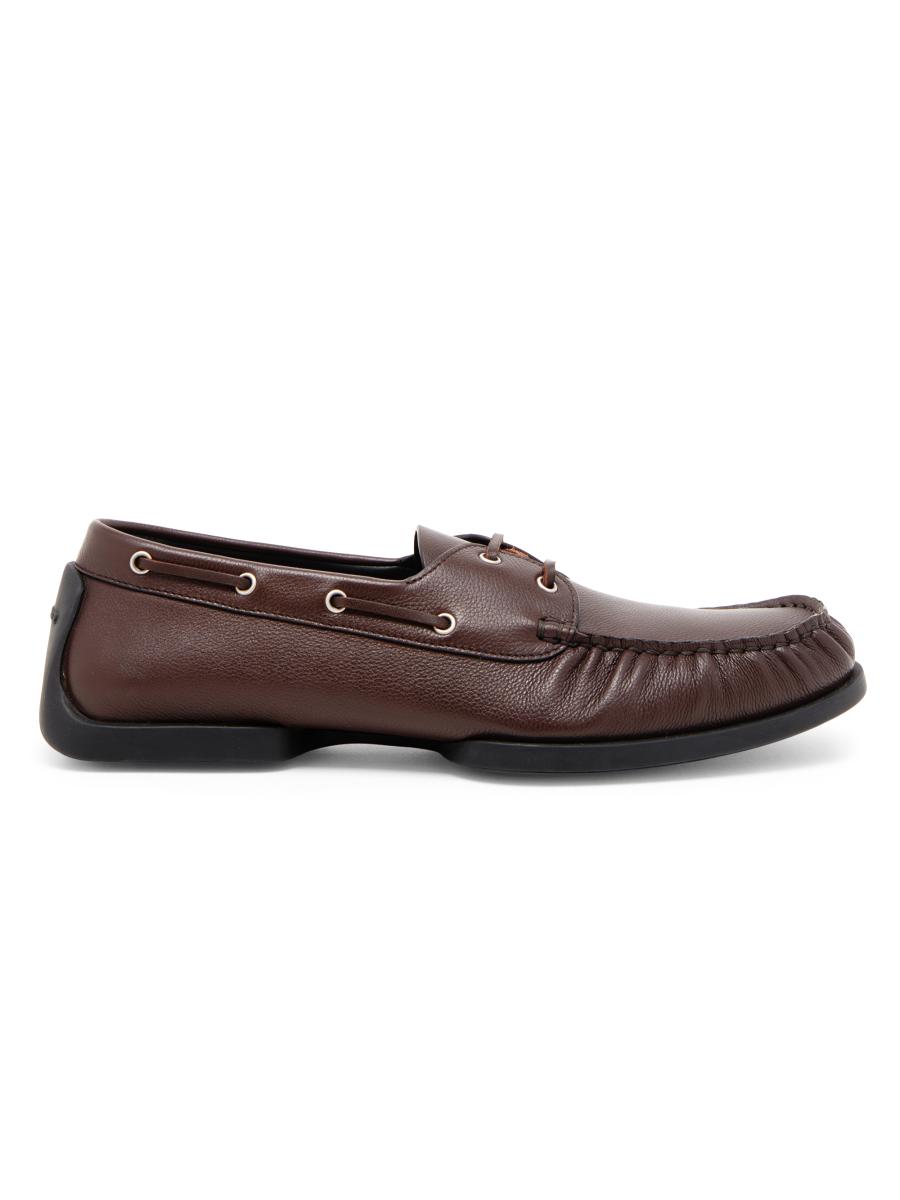 Jil Sander Men's Leather Boat-shoe Loafers In Brown