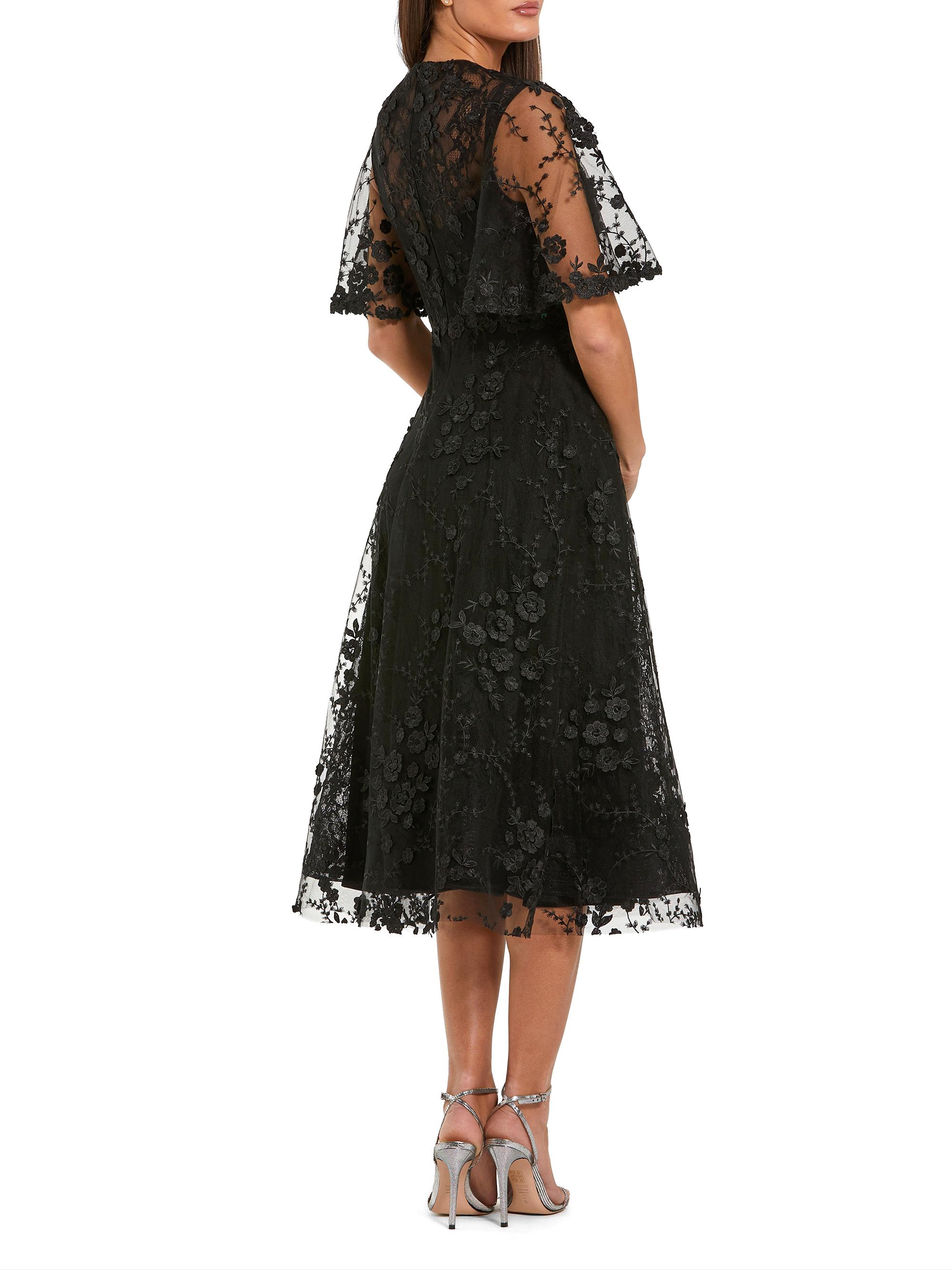 Mac Duggal Cocktail Embroidered Mesh Midi-Dress | Saks Fifth Avenue