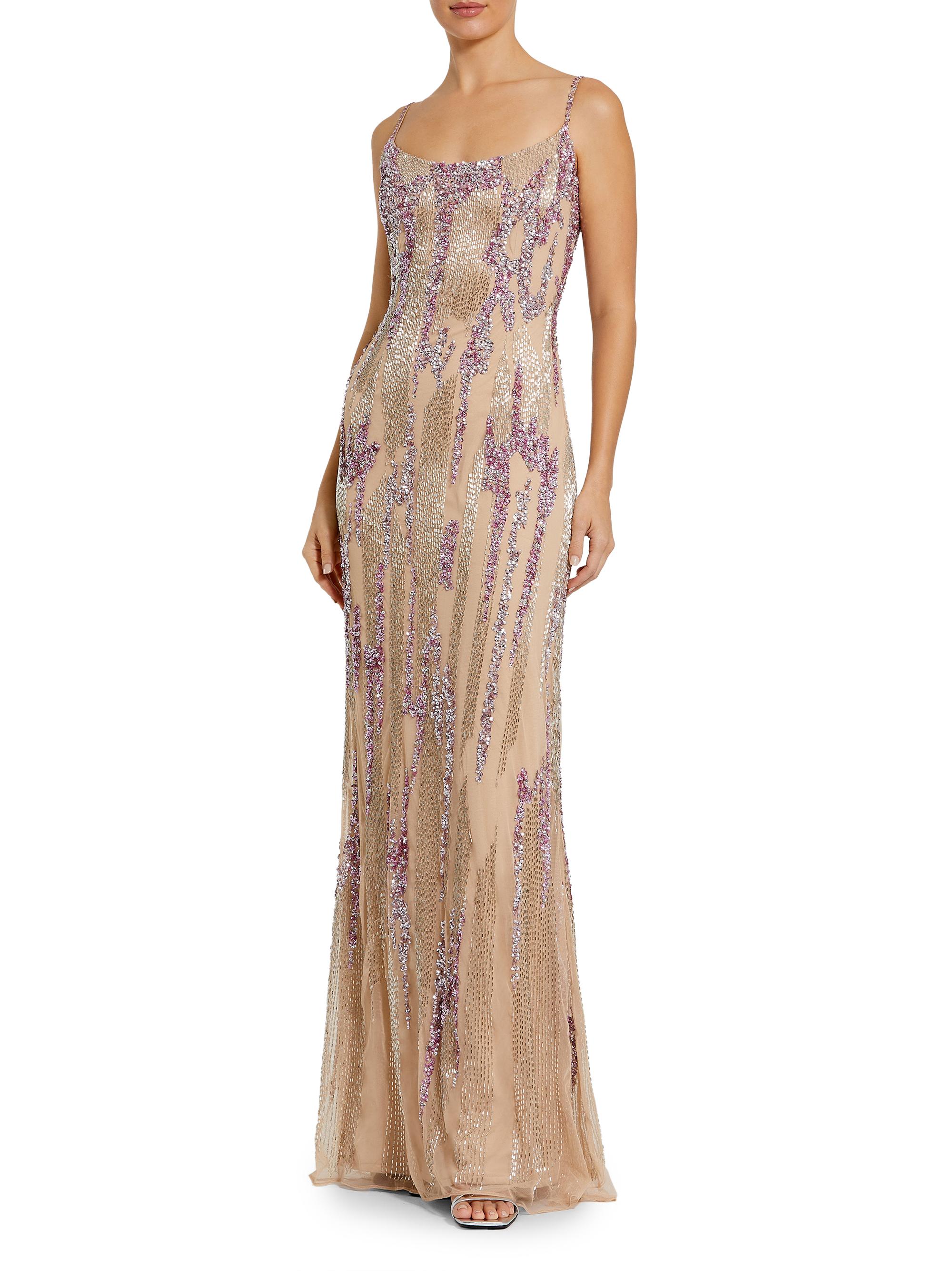 Mac Duggal Women's Evening Sequined Mesh Gown - Beige