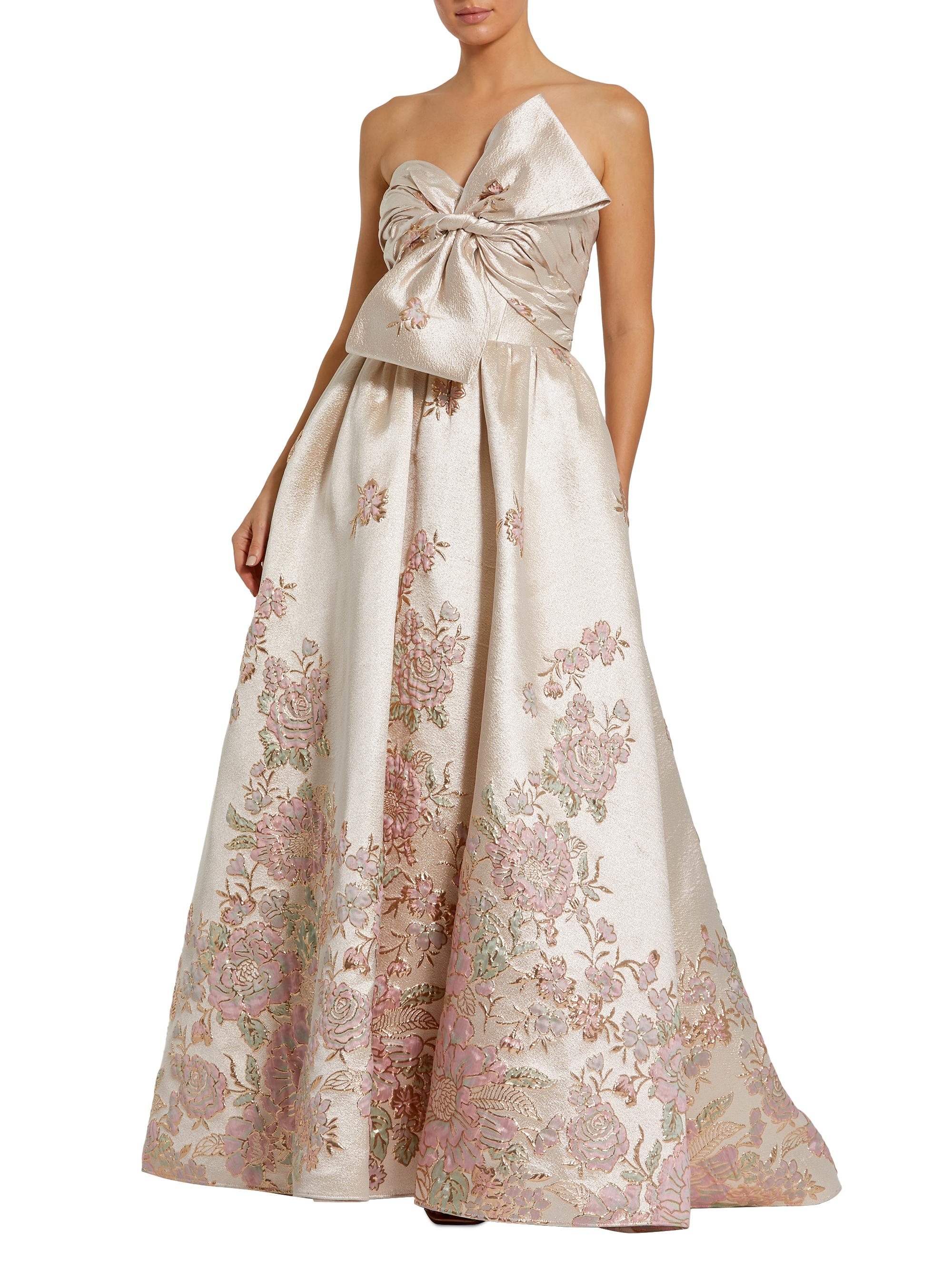 Mac Duggal Women's Evening Brocade Strapless Gown - Champagne Multi