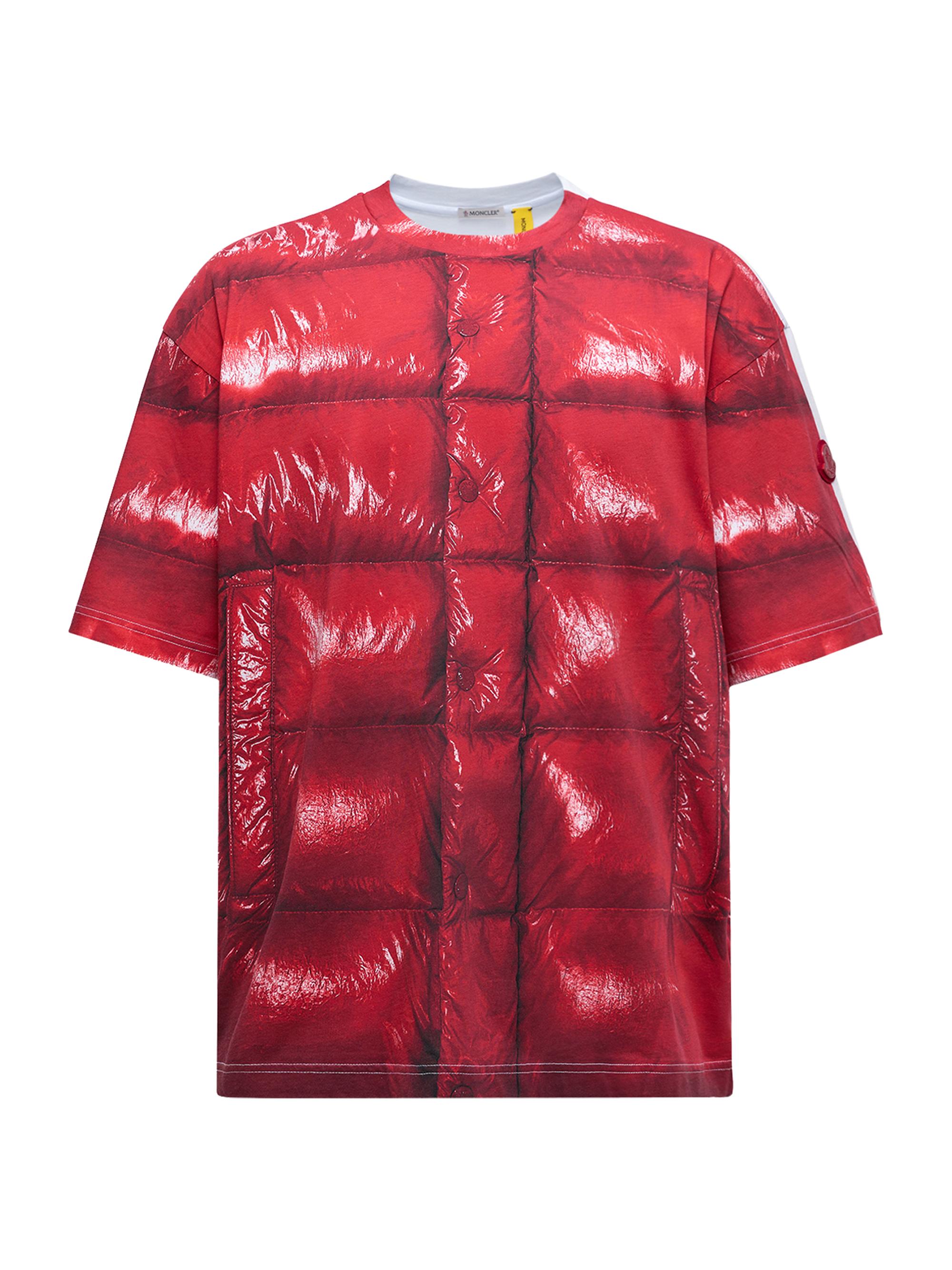 Moncler Genius Men's Moncler x A$AP Rocky Crew Neck T-Shirt in Cotton - Red