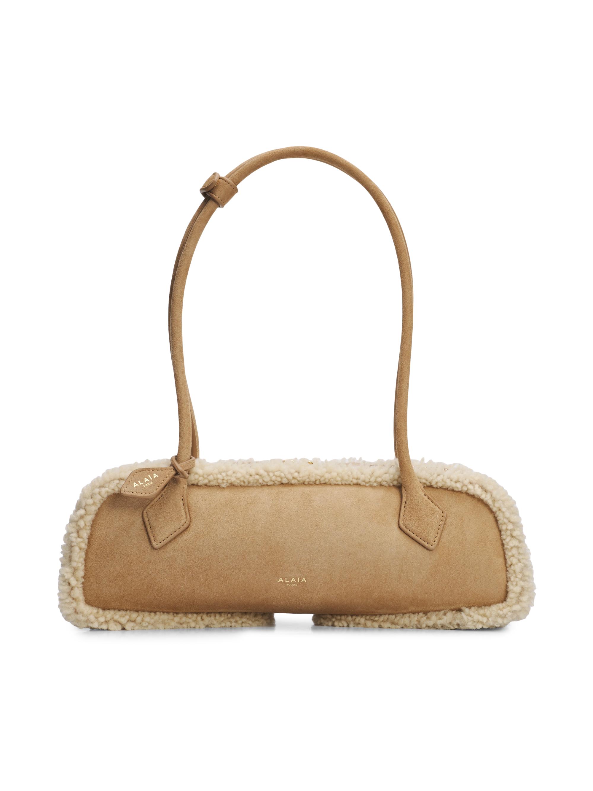 Alaïa Women's Le Teckel Shearling & Suede Shoulder Bag - Camel