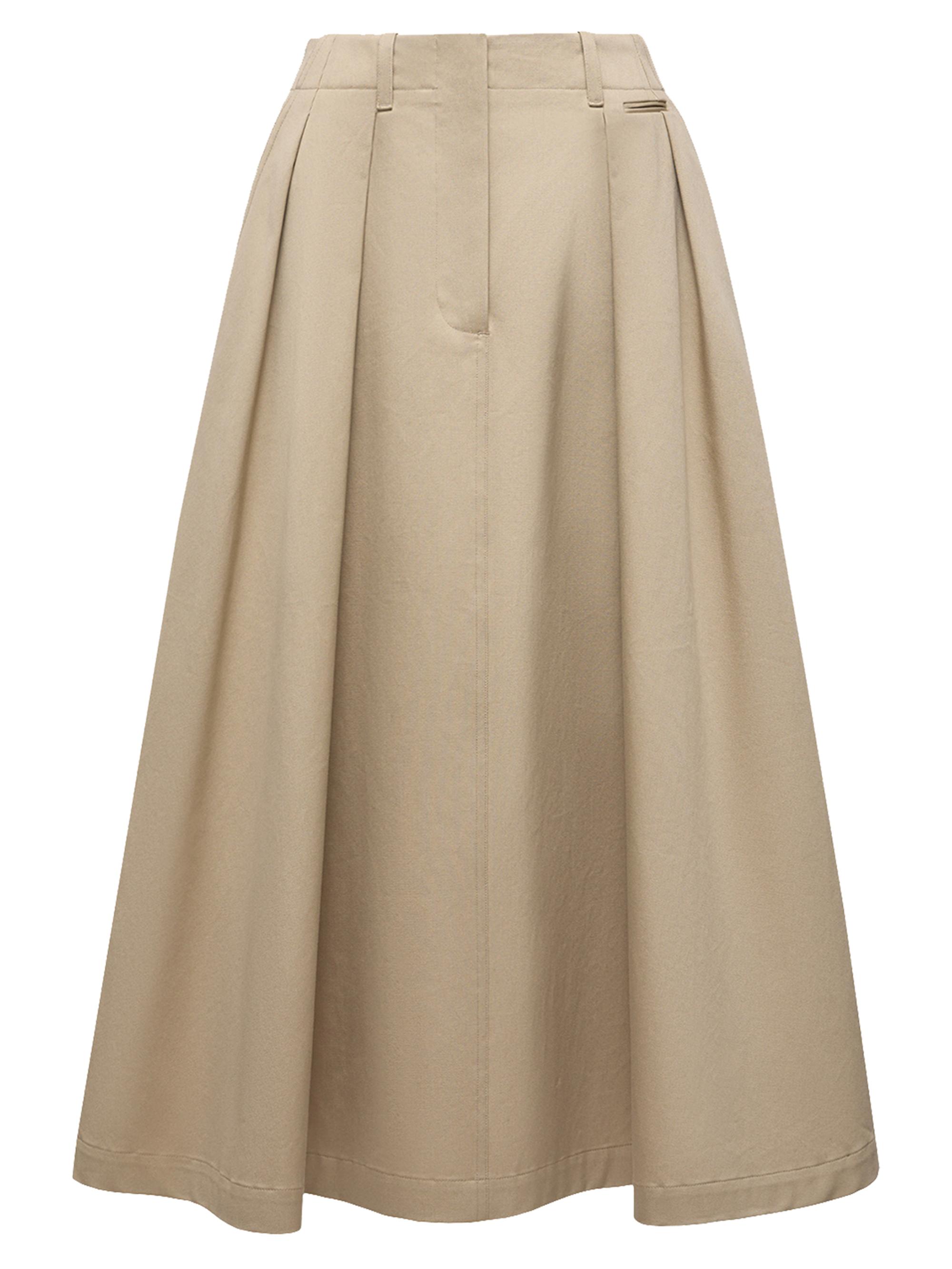 Moncler Women's Midi Skirt in Cotton Gabardine - Beige