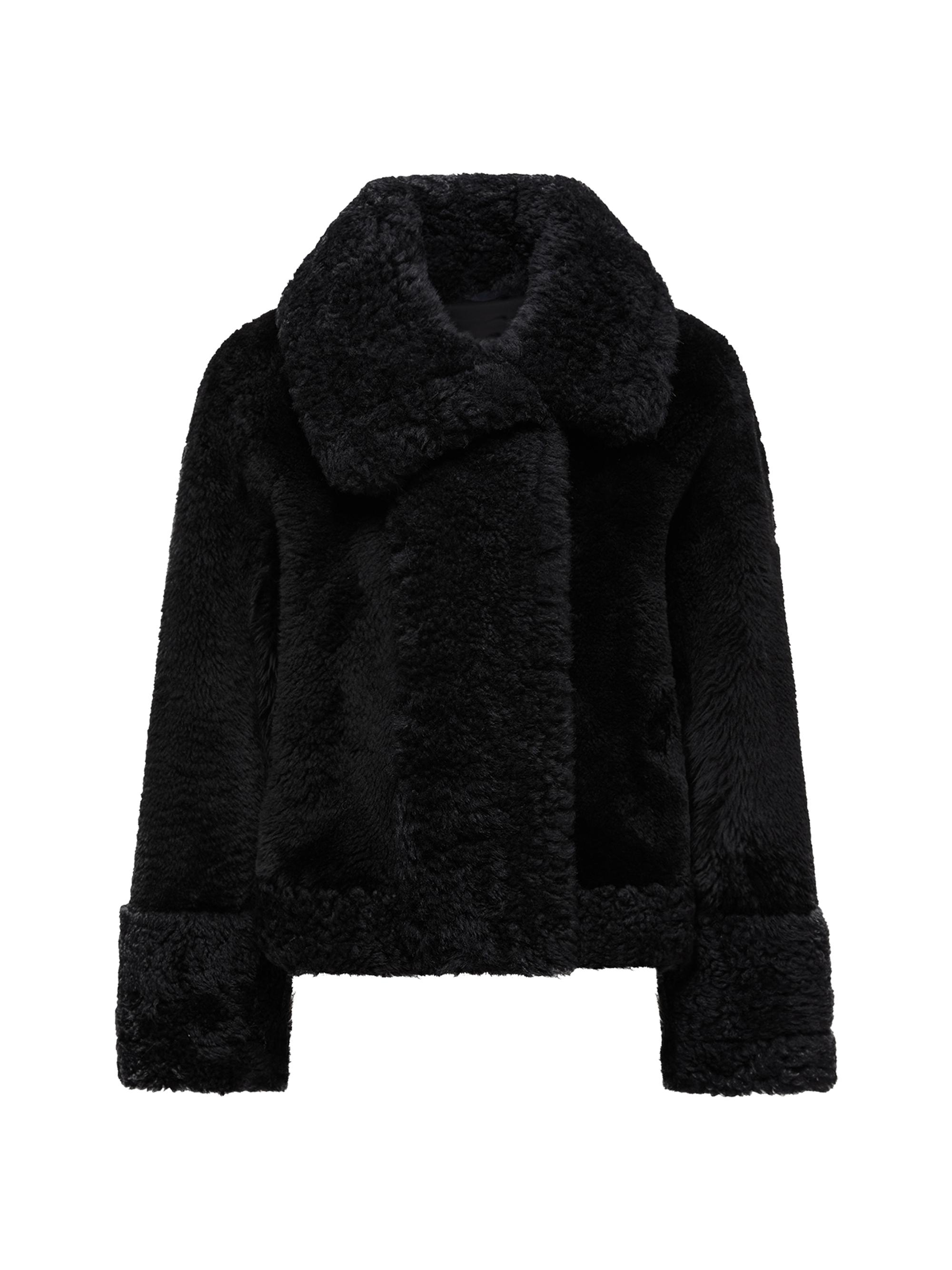 Moncler Women's Gobain Puffer Jacket in Shearling and Suede - Black
