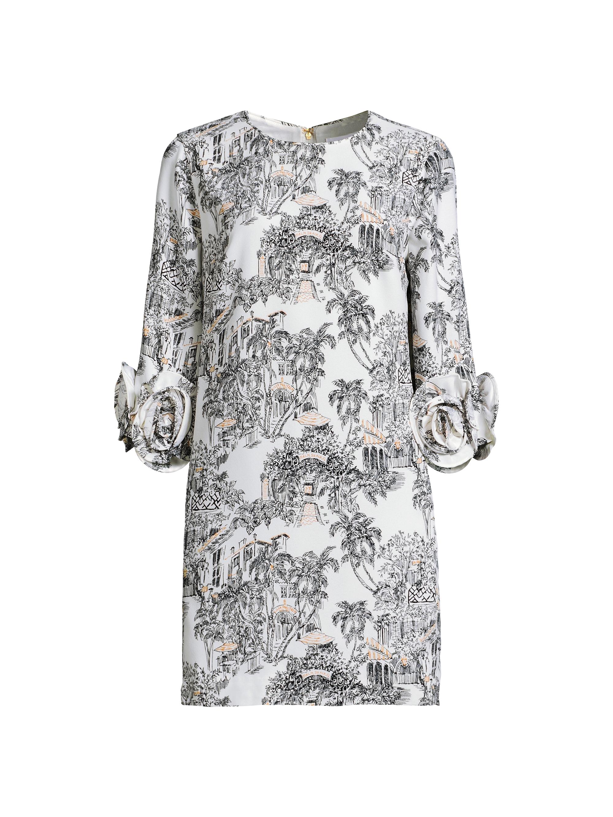 Lilly Pulitzer Women's Lu Rosette-Cuff Toile Crêpe Minidress - Coconut Toile