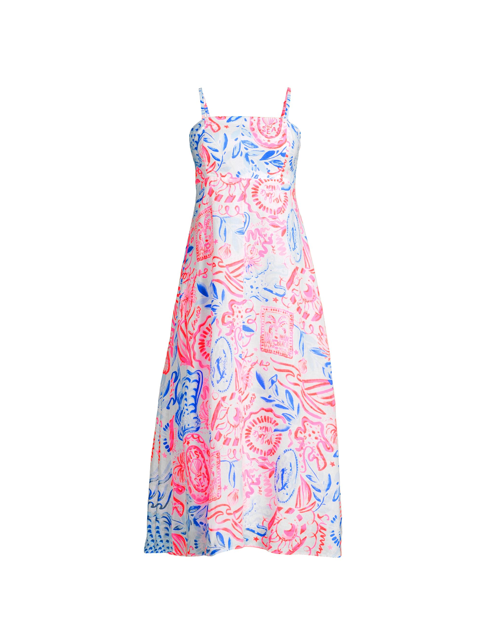 Lilly Pulitzer Women's Jorgian Linen Midi-Dress - Resort White Sun Sea Sand
