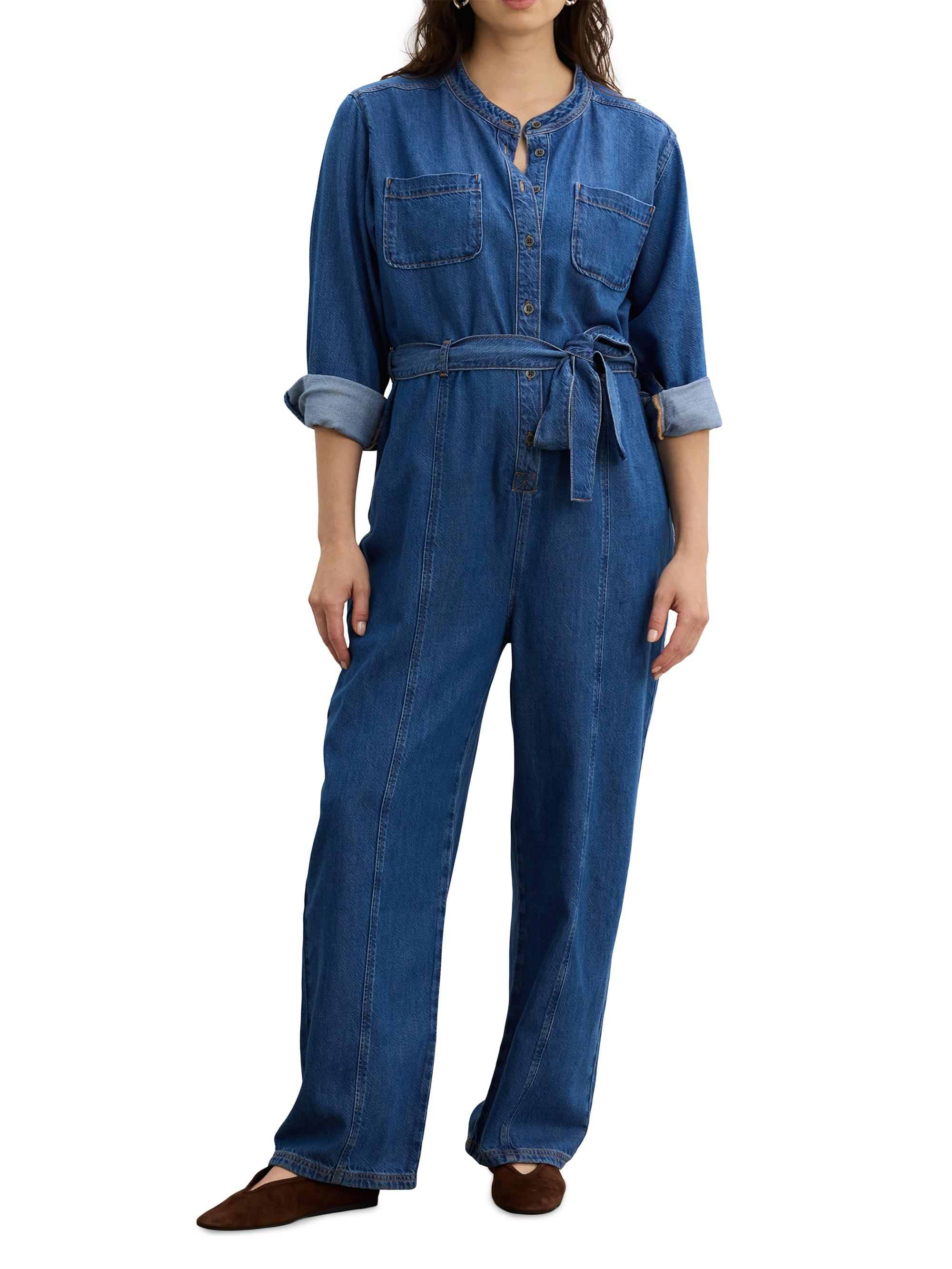 Hatch Women's The Drapey Denim Maternity Jumpsuit - True Indigo