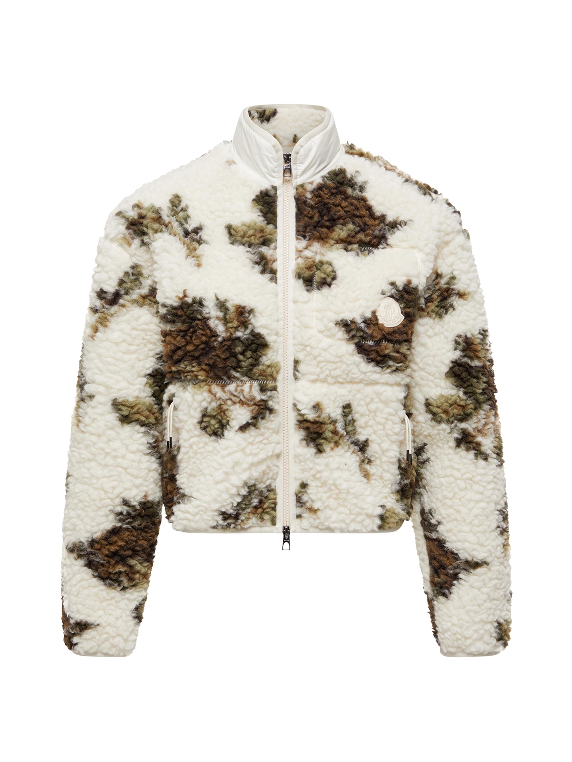 Moncler Women's Down-Filled Stand Collar Sweater in Wool Blend - White Green