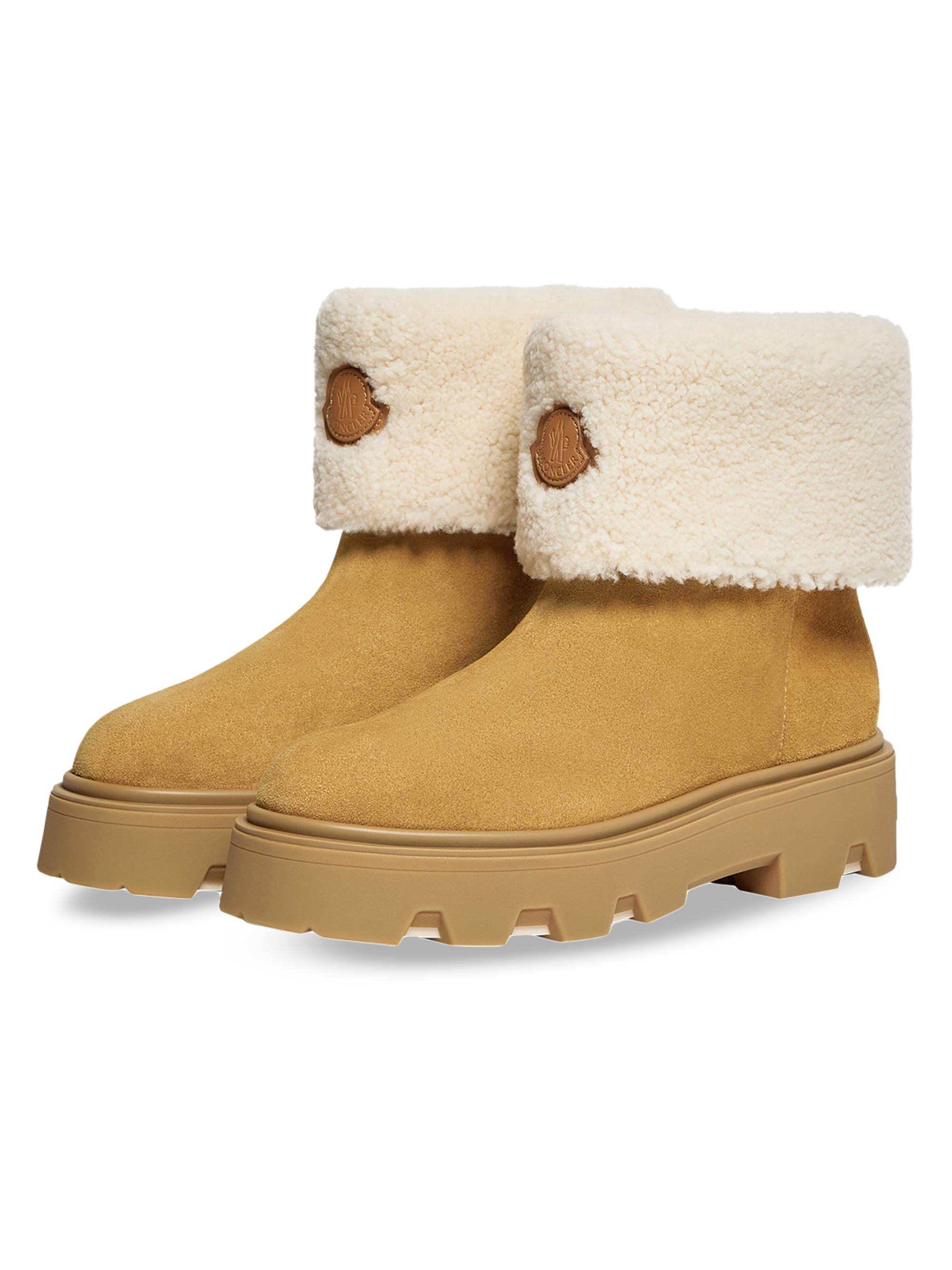 Moncler Aurea Mid Boots in Suede and Shearling | Saks Fifth Avenue