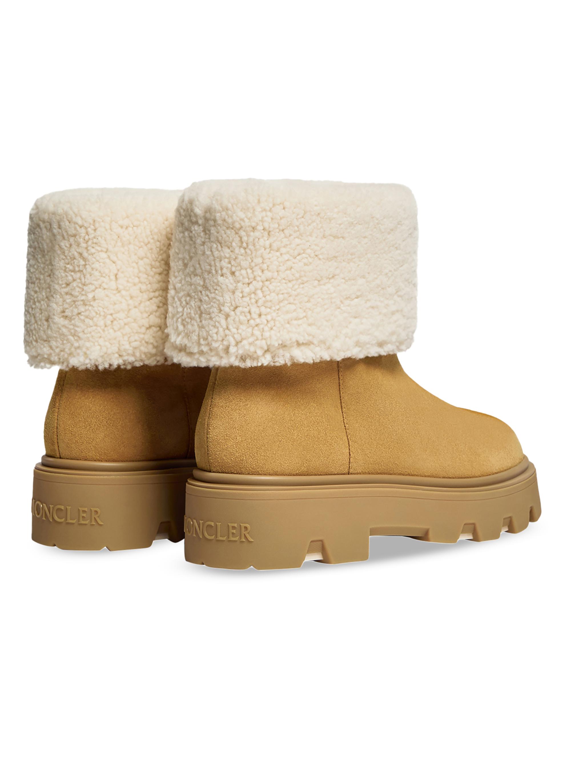 Moncler Aurea Mid Boots in Suede and Shearling | Saks Fifth Avenue
